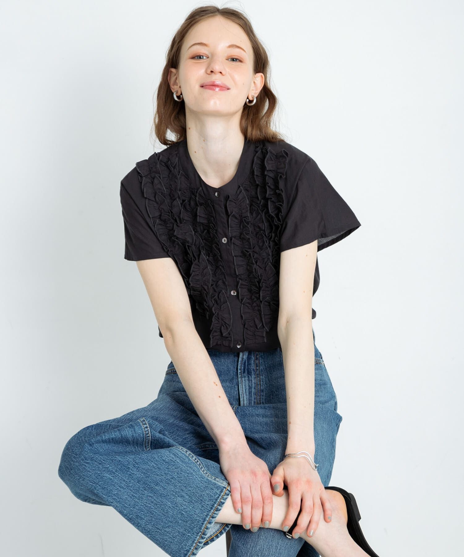 Sonny Label 「エアリーコットンフリルフレンチシャツブラウス」|シャツ・ブラウス|