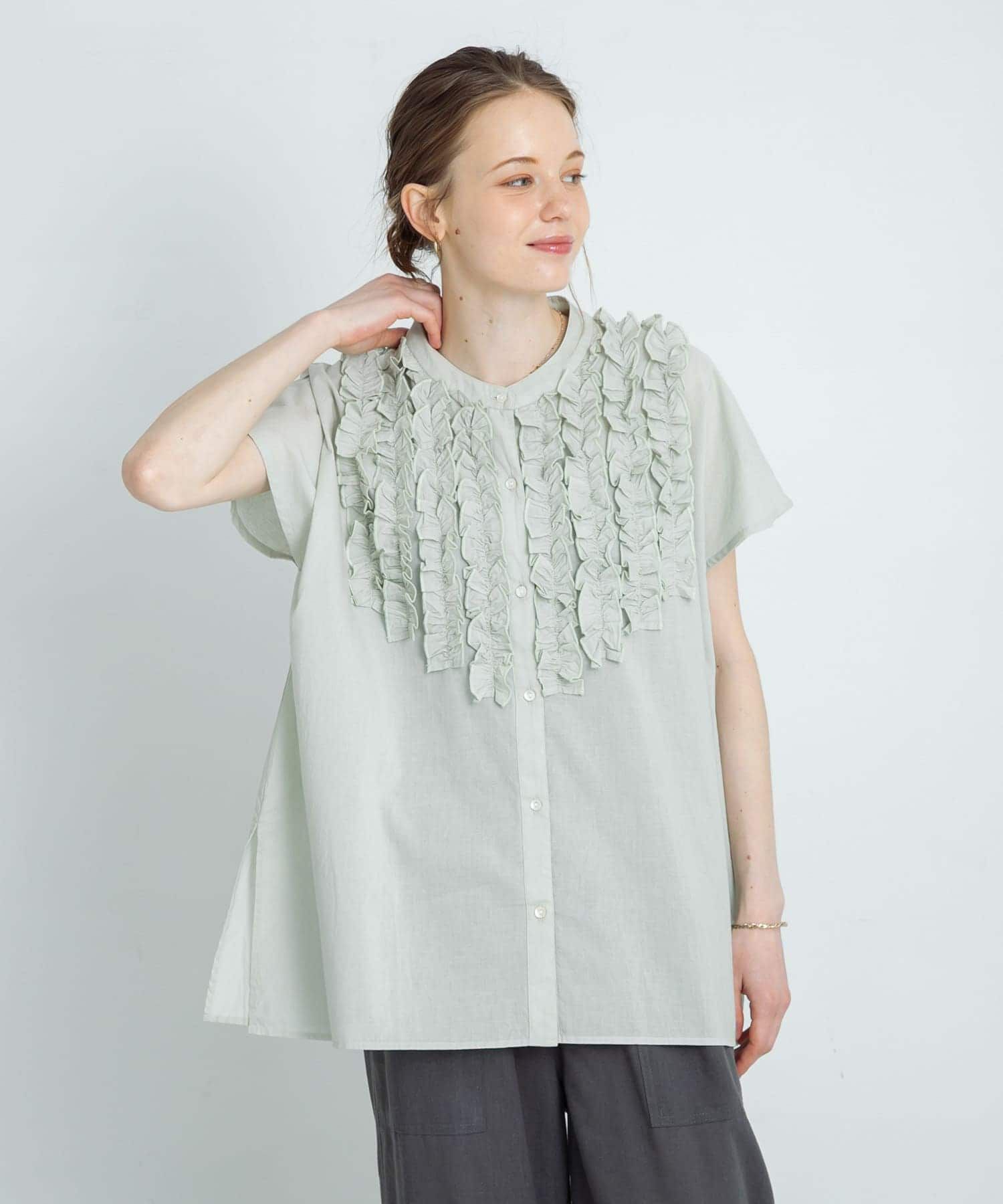 Sonny Label 「エアリーコットンフリルフレンチシャツブラウス」|シャツ・ブラウス|