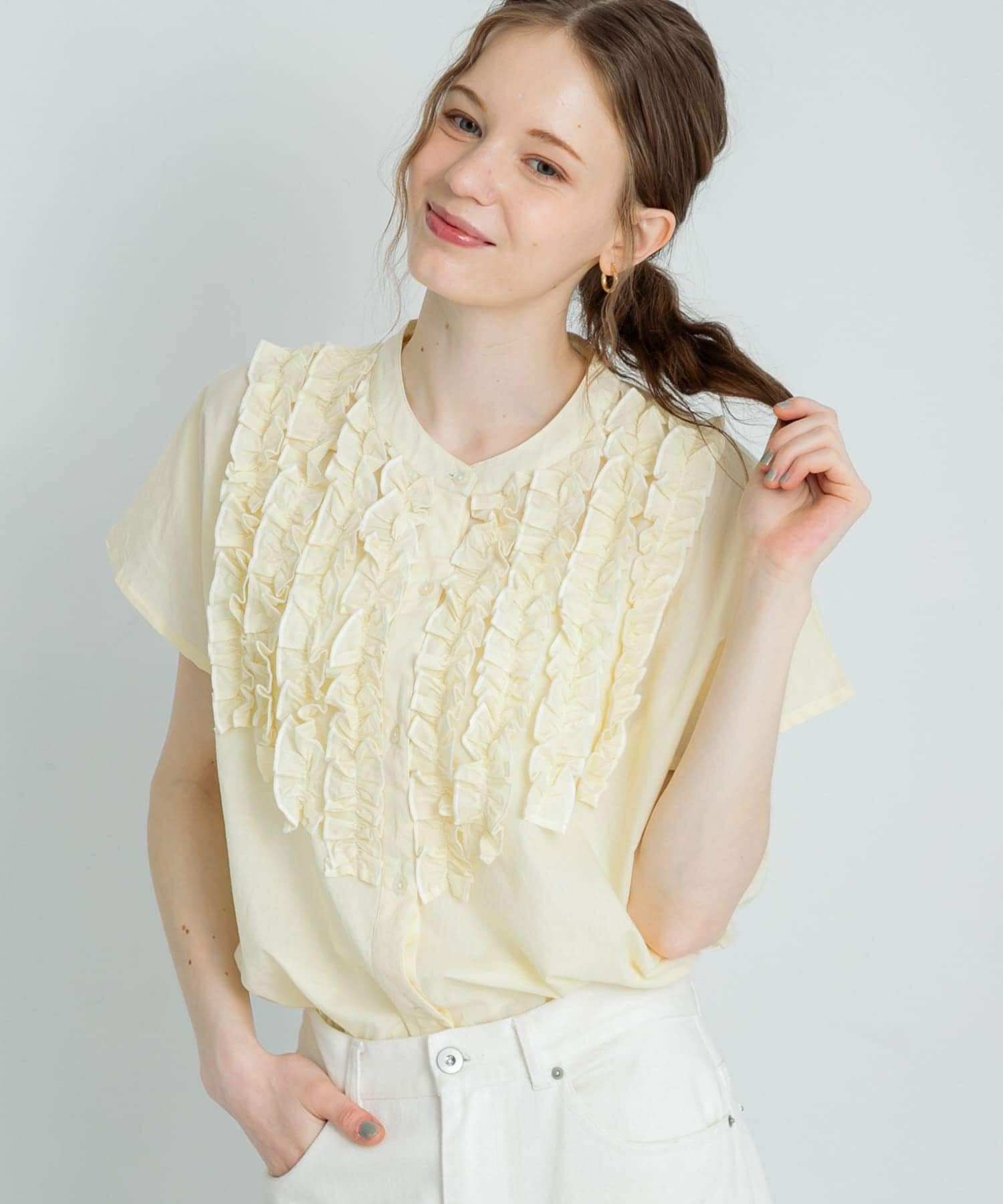 Sonny Label 「エアリーコットンフリルフレンチシャツブラウス」|シャツ・ブラウス|