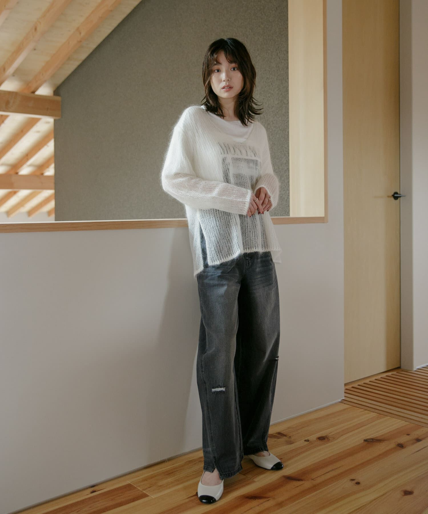 URBAN RESEARCH ROSSO「シアーモヘアVネックプルオーバー」|ニット・セーター|