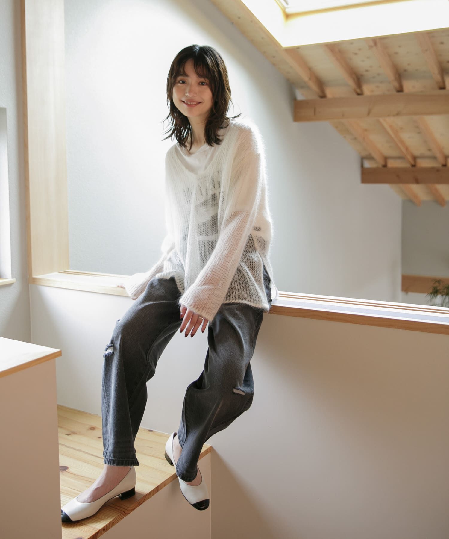 URBAN RESEARCH ROSSO「シアーモヘアVネックプルオーバー」|ニット・セーター|