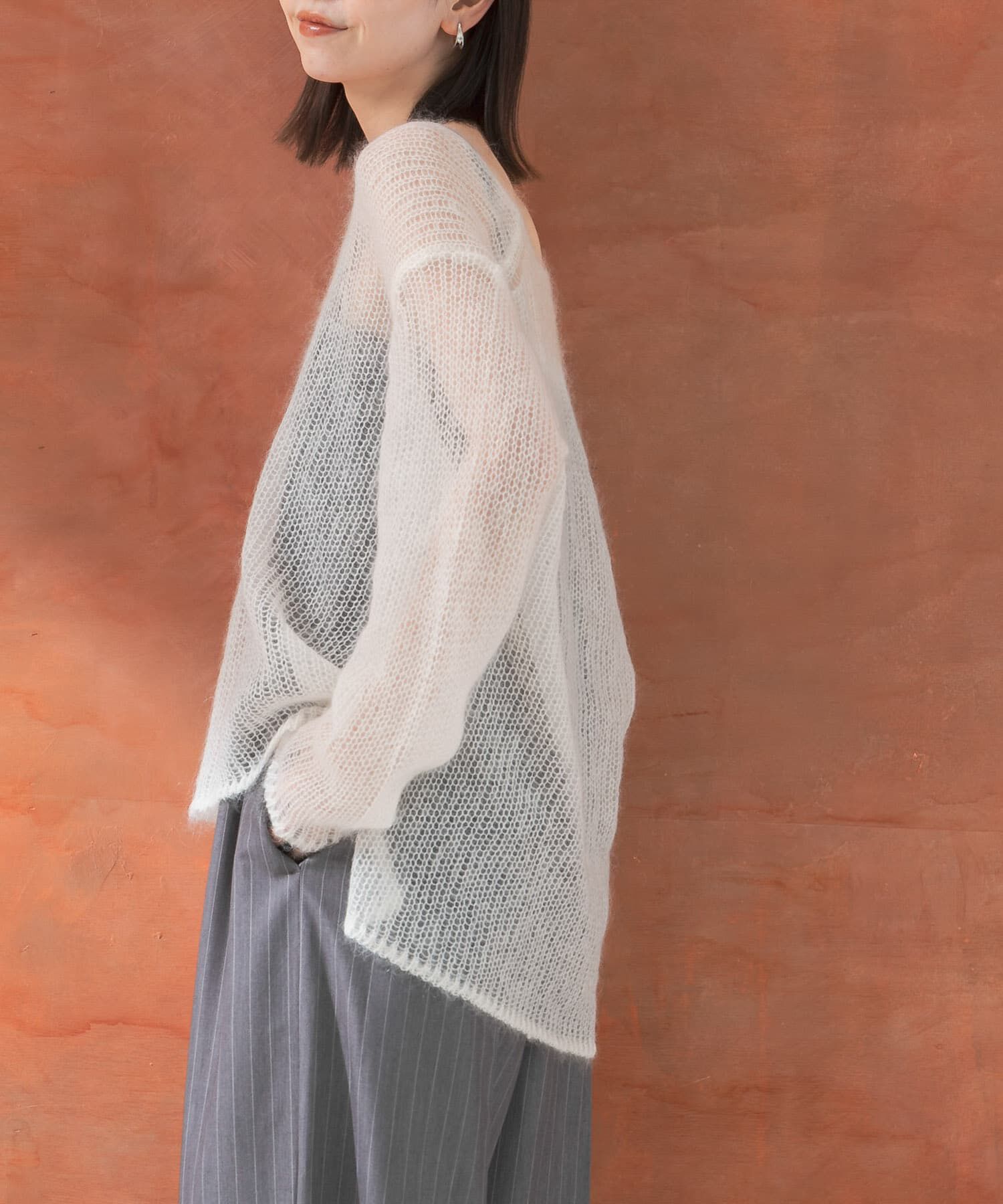 URBAN RESEARCH ROSSO「シアーモヘアVネックプルオーバー」|ニット・セーター|