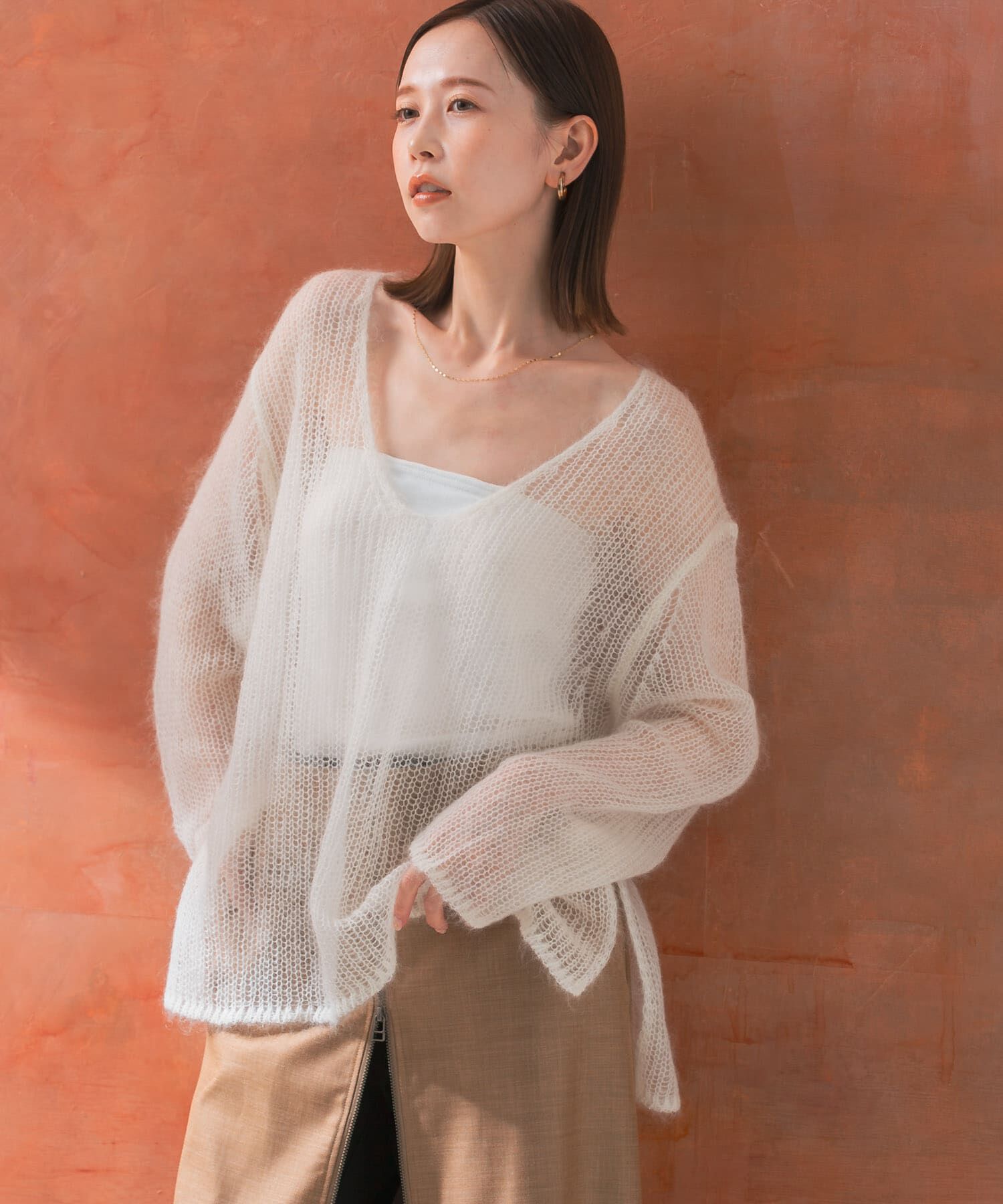 URBAN RESEARCH ROSSO「シアーモヘアVネックプルオーバー」|ニット・セーター|