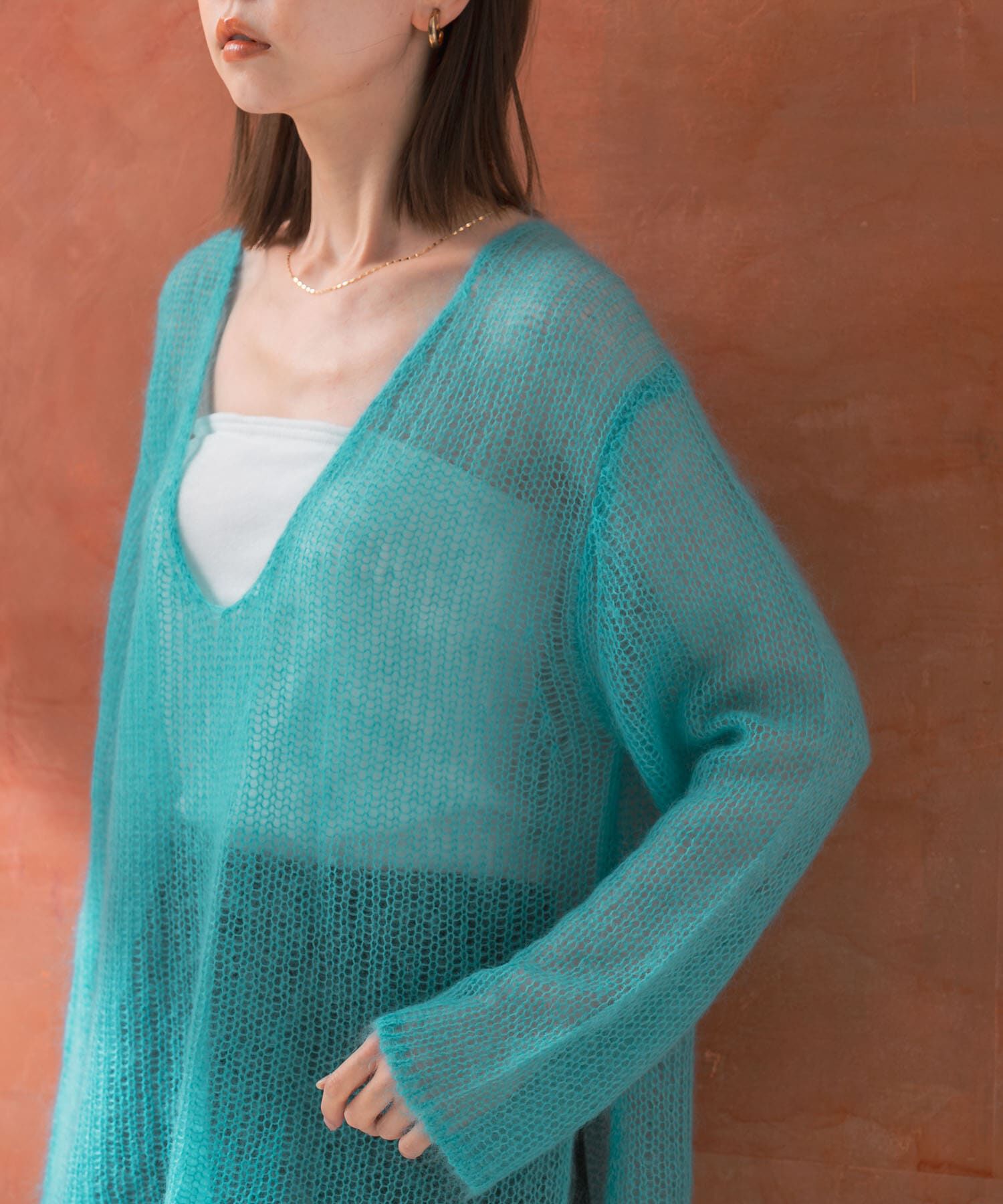 URBAN RESEARCH ROSSO「シアーモヘアVネックプルオーバー」|ニット・セーター|