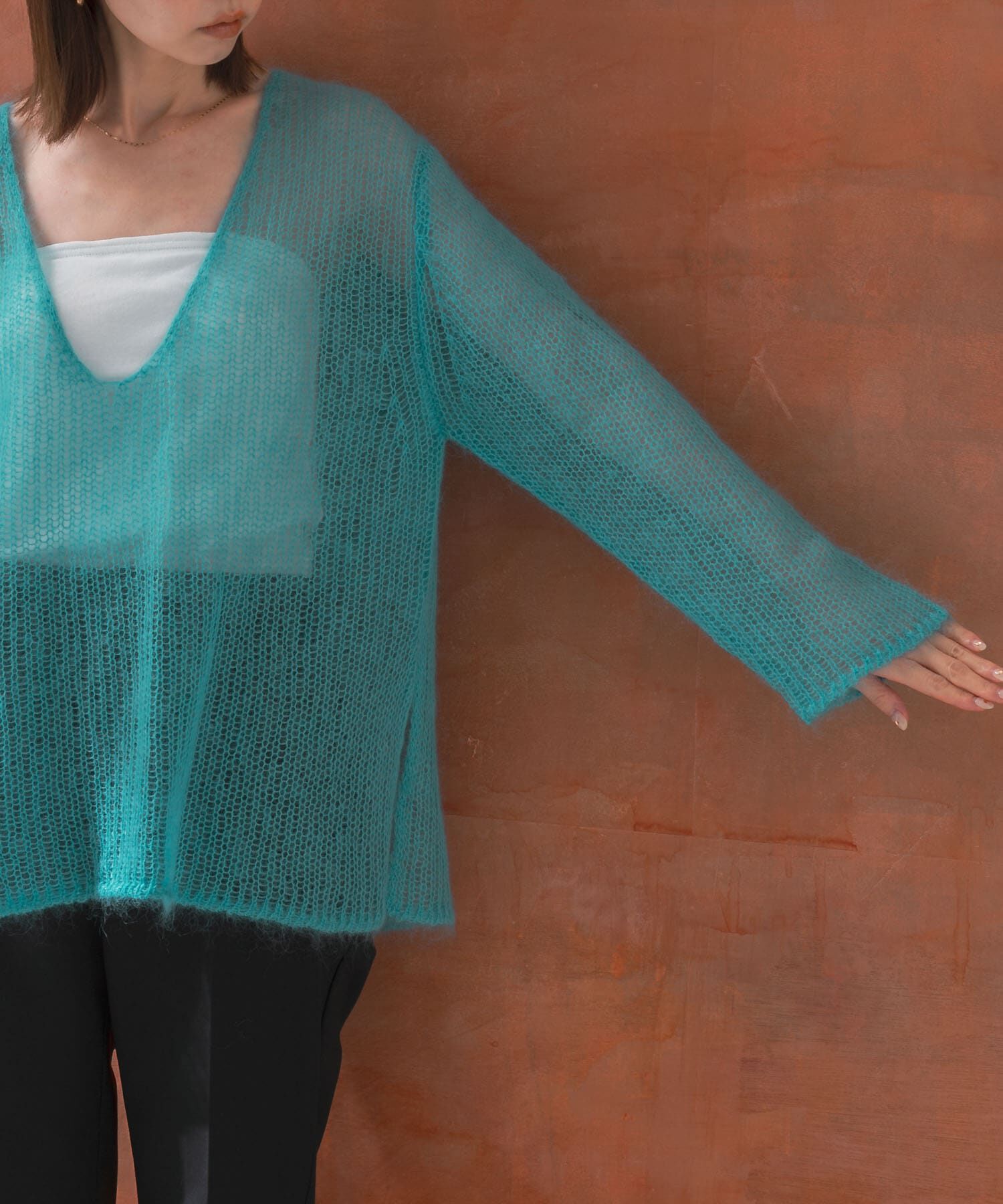 URBAN RESEARCH ROSSO「シアーモヘアVネックプルオーバー」|ニット・セーター|