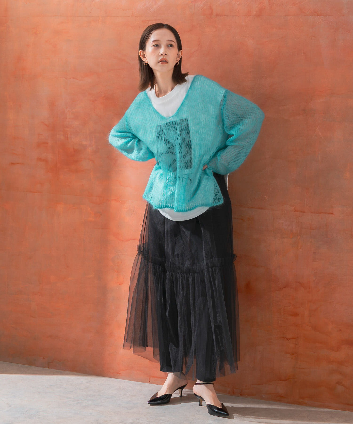 URBAN RESEARCH ROSSO「シアーモヘアVネックプルオーバー」|ニット・セーター|