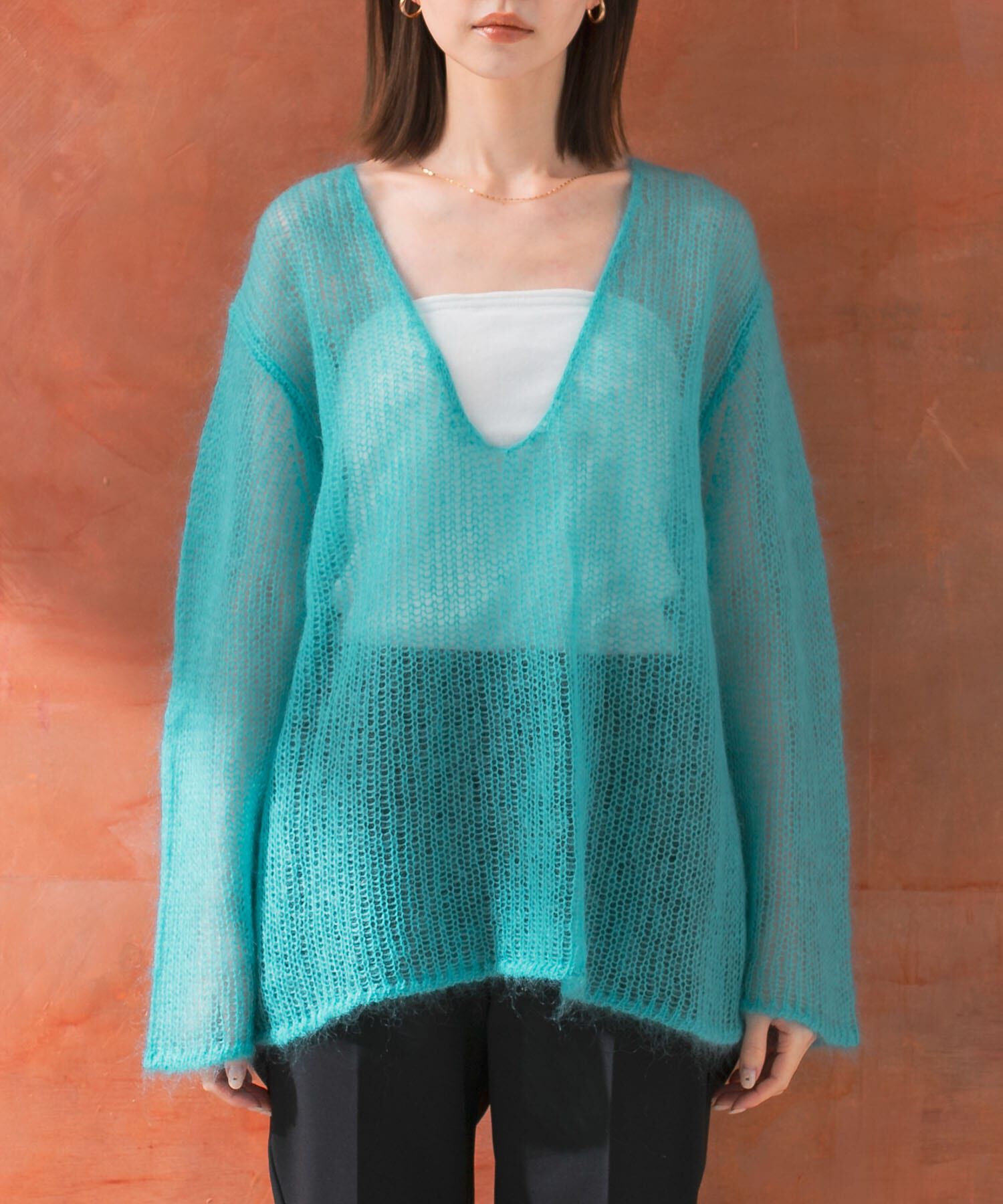 URBAN RESEARCH ROSSO「シアーモヘアVネックプルオーバー」|ニット・セーター|