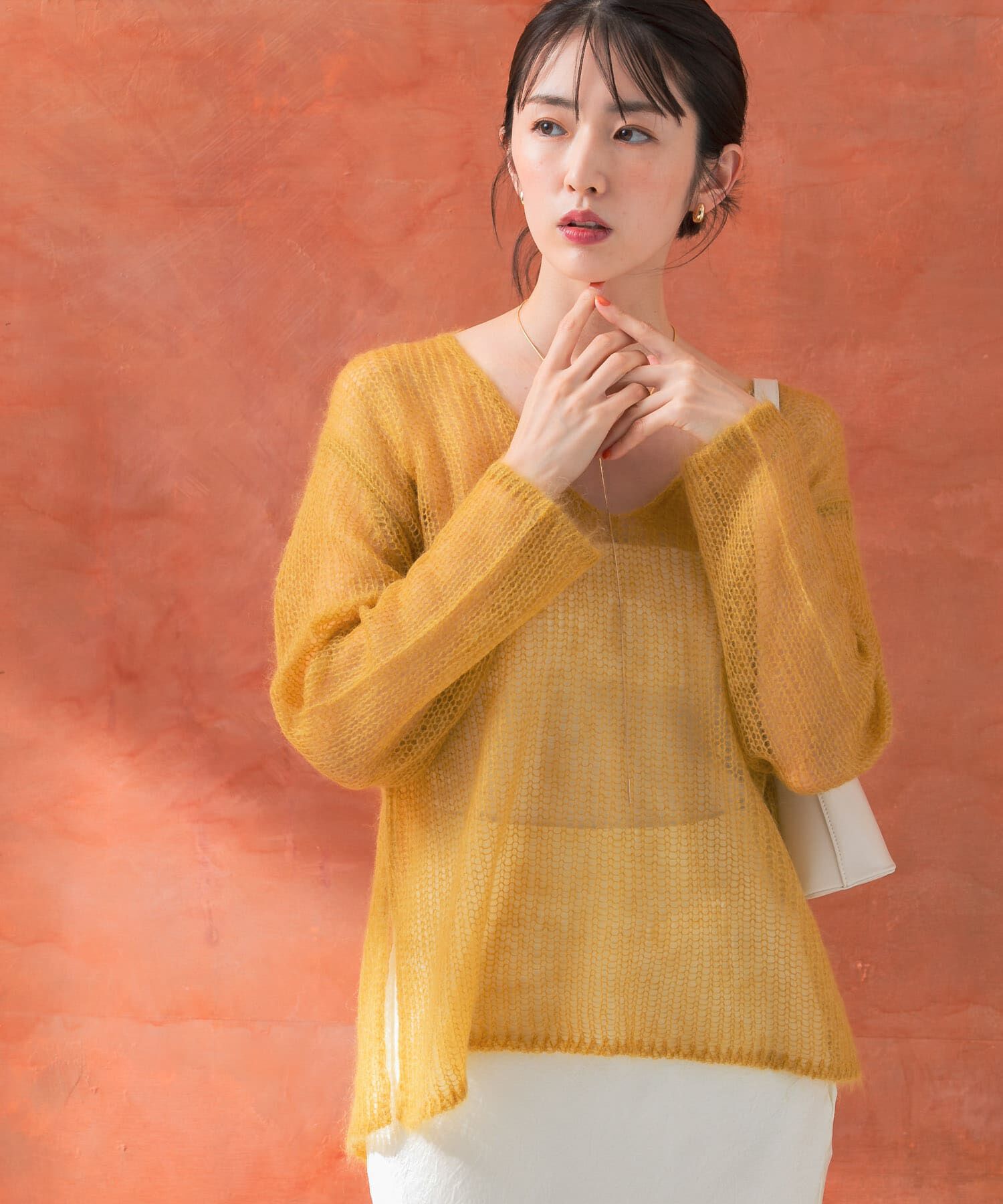 URBAN RESEARCH ROSSO「シアーモヘアVネックプルオーバー」|ニット・セーター|