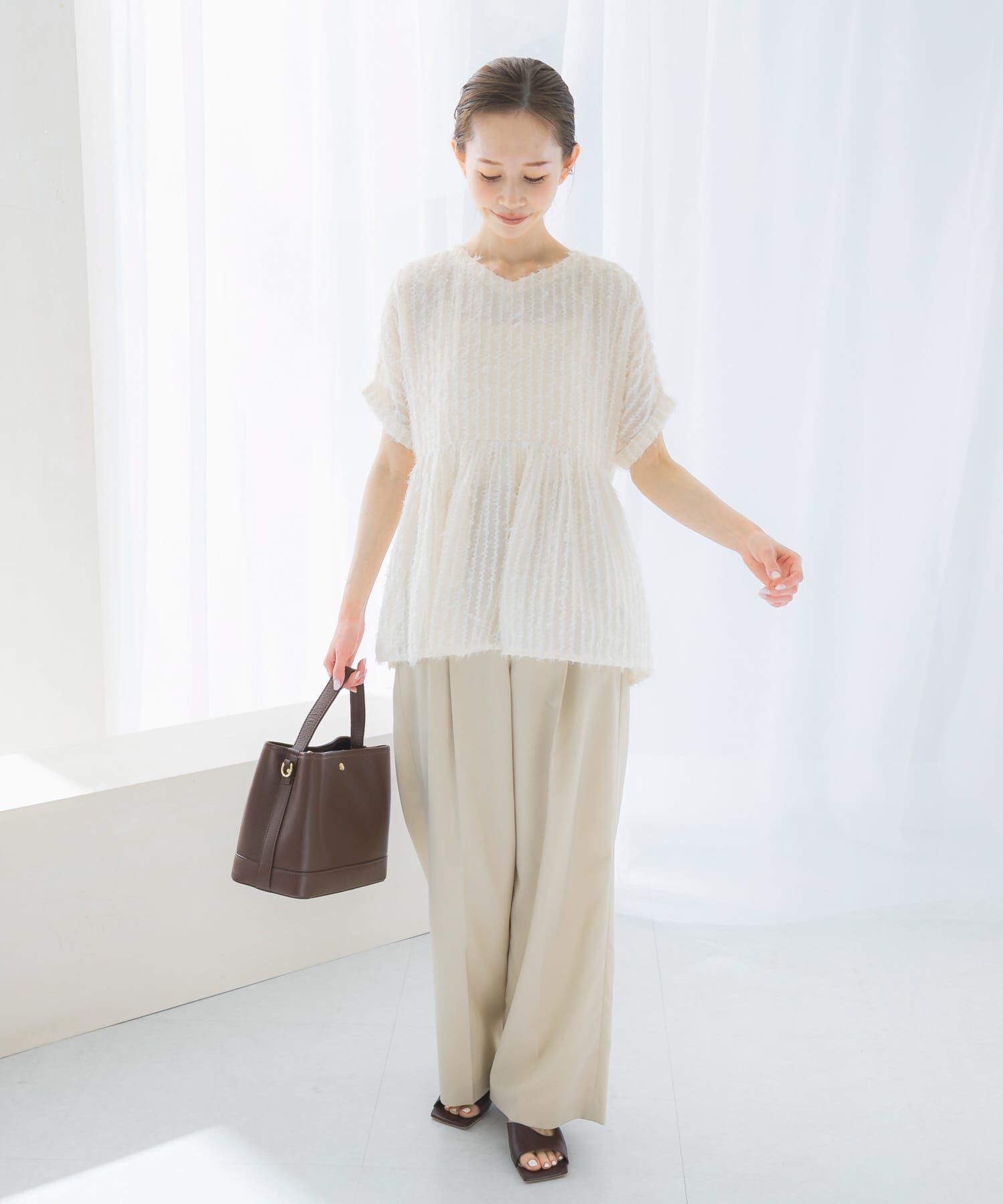 URBAN RESEARCH ROSSO「シアージャガードペプラムブラウス」|シャツ・ブラウス|