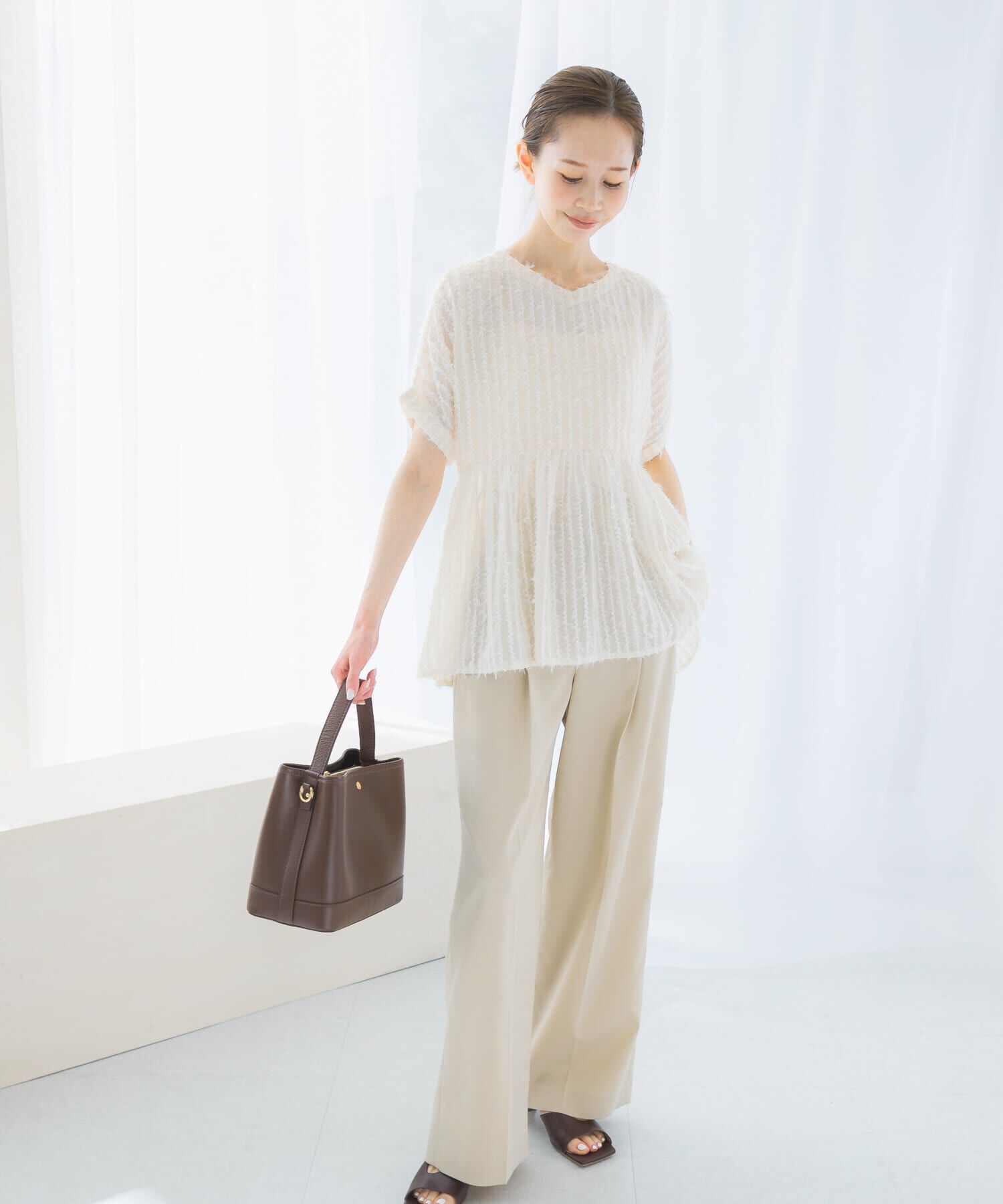 URBAN RESEARCH ROSSO「シアージャガードペプラムブラウス」|シャツ・ブラウス|