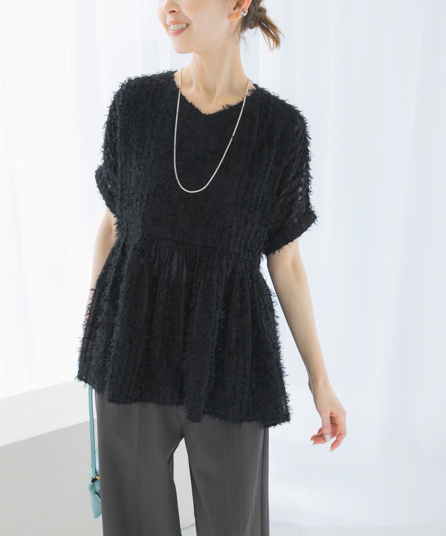 URBAN RESEARCH ROSSO「シアージャガードペプラムブラウス」|シャツ・ブラウス|