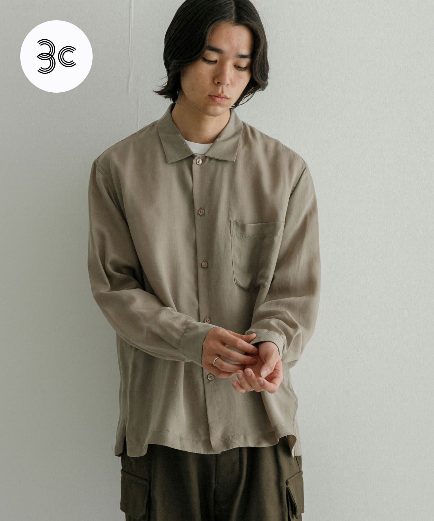 URBAN RESEARCH「CUPRO FIBRIL BOX SHIRTS」|シャツ・ブラウス|ベージュ系その他