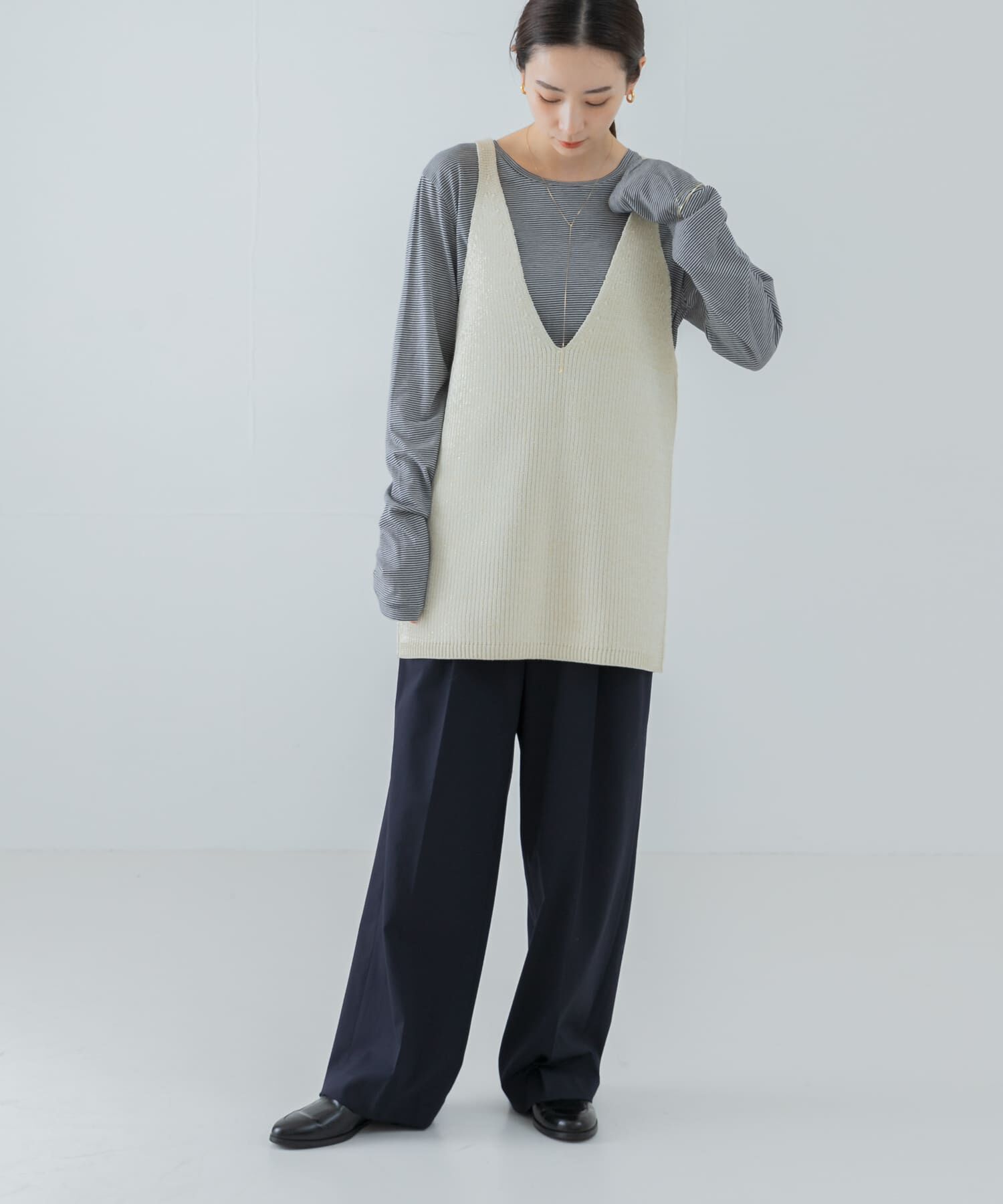 URBAN RESEARCH「チュニックラメニットベスト」|ニット・セーター|