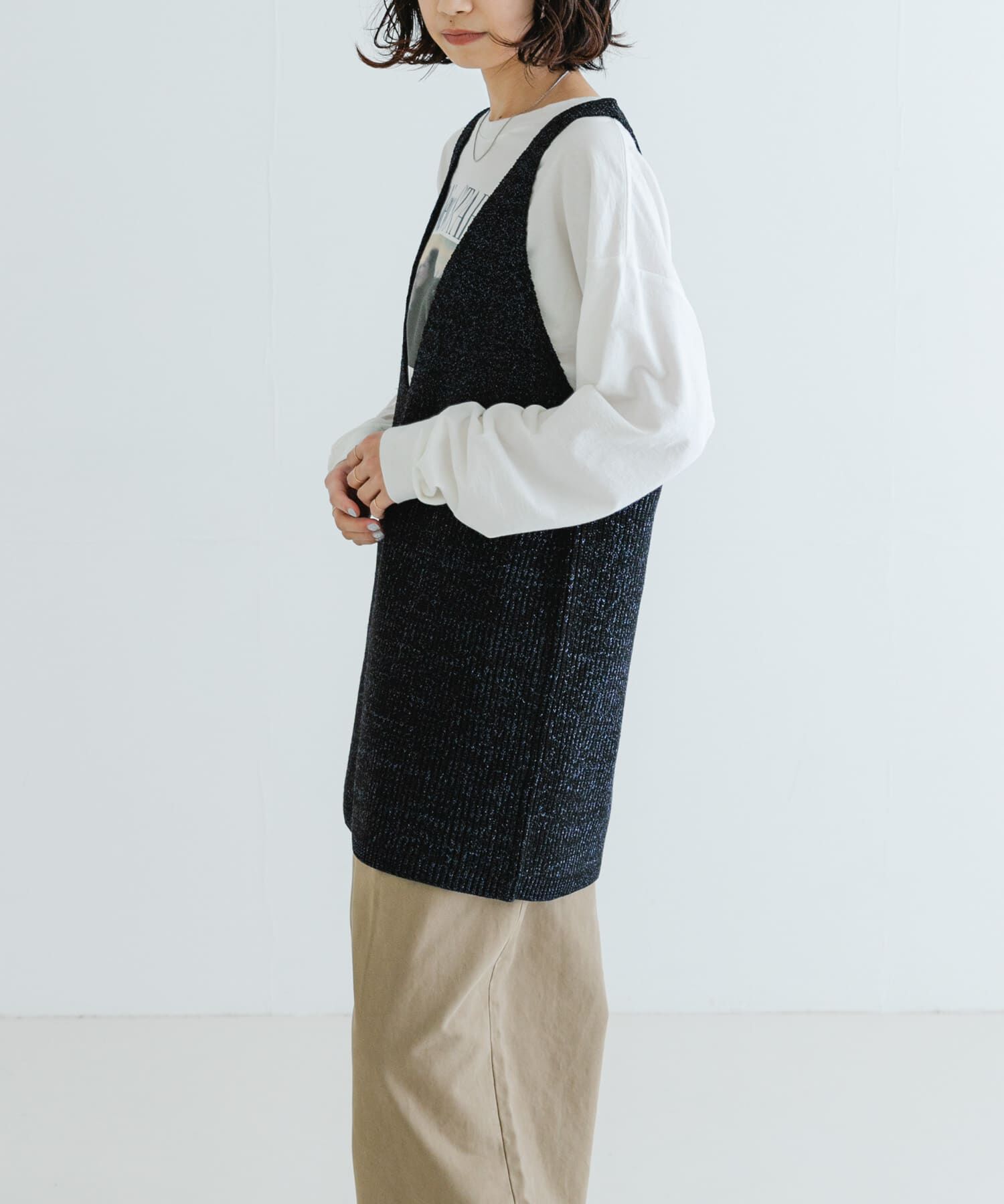 URBAN RESEARCH「チュニックラメニットベスト」|ニット・セーター|