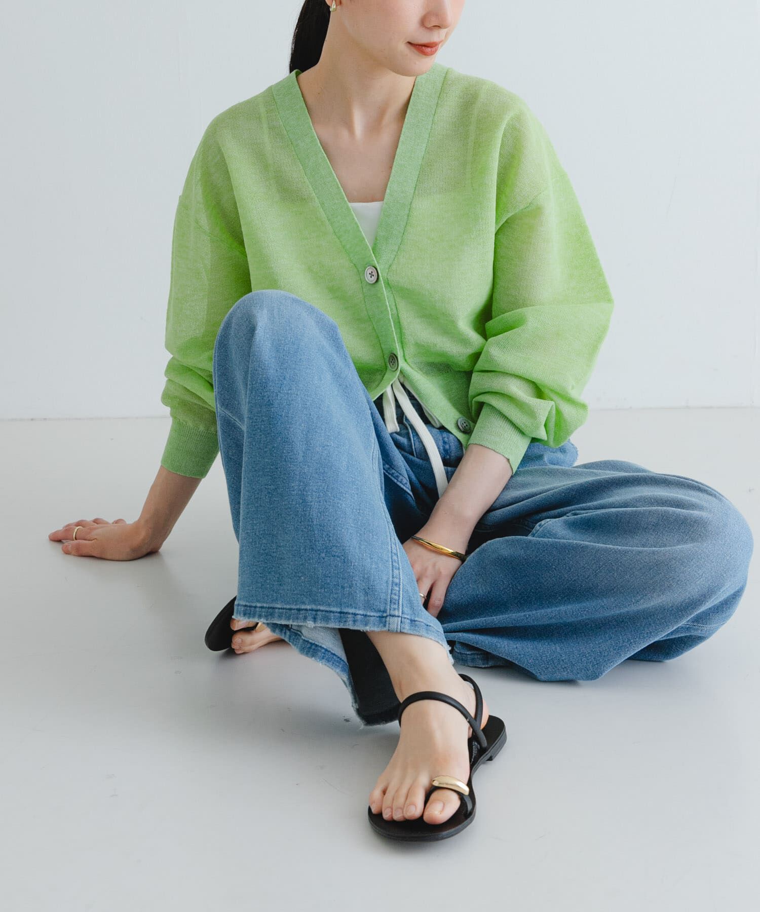 URBAN RESEARCH「new basic　リネン混スポンディッシュニットカーディガン」|カーディガン|