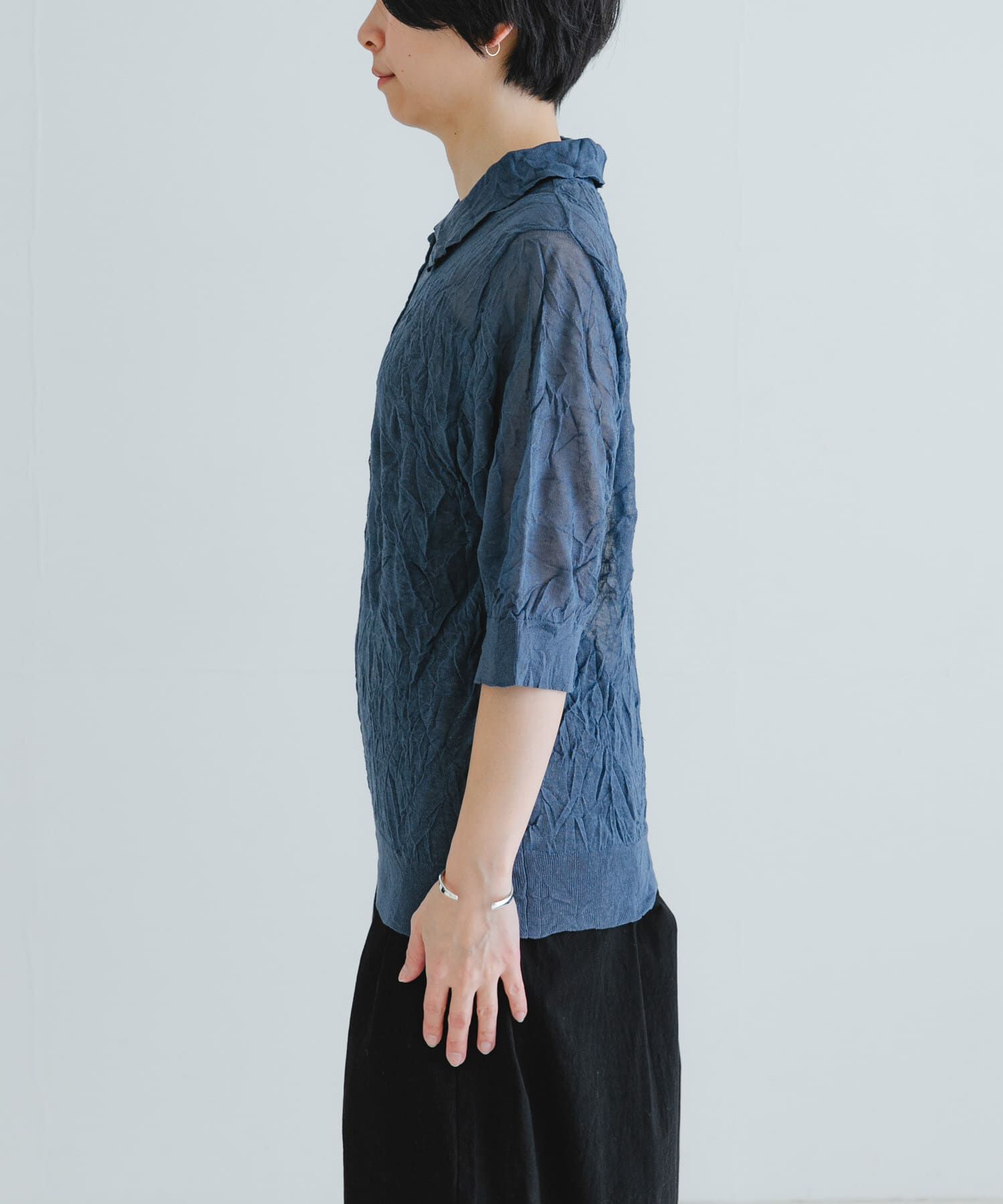 URBAN RESEARCH「new basic　リネン混ワッシャーシャツカラーニット」|ニット・セーター|