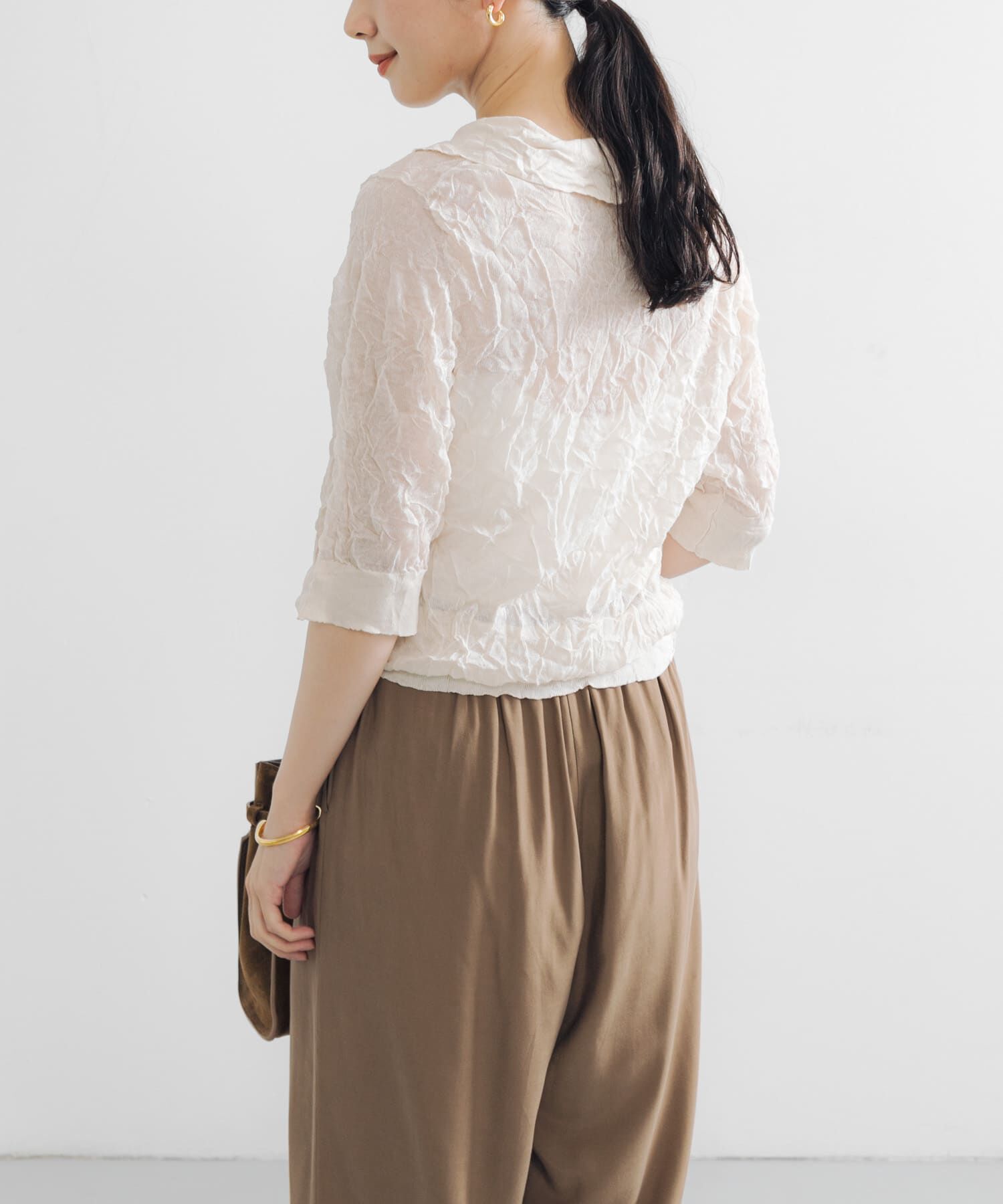 URBAN RESEARCH「new basic　リネン混ワッシャーシャツカラーニット」|ニット・セーター|