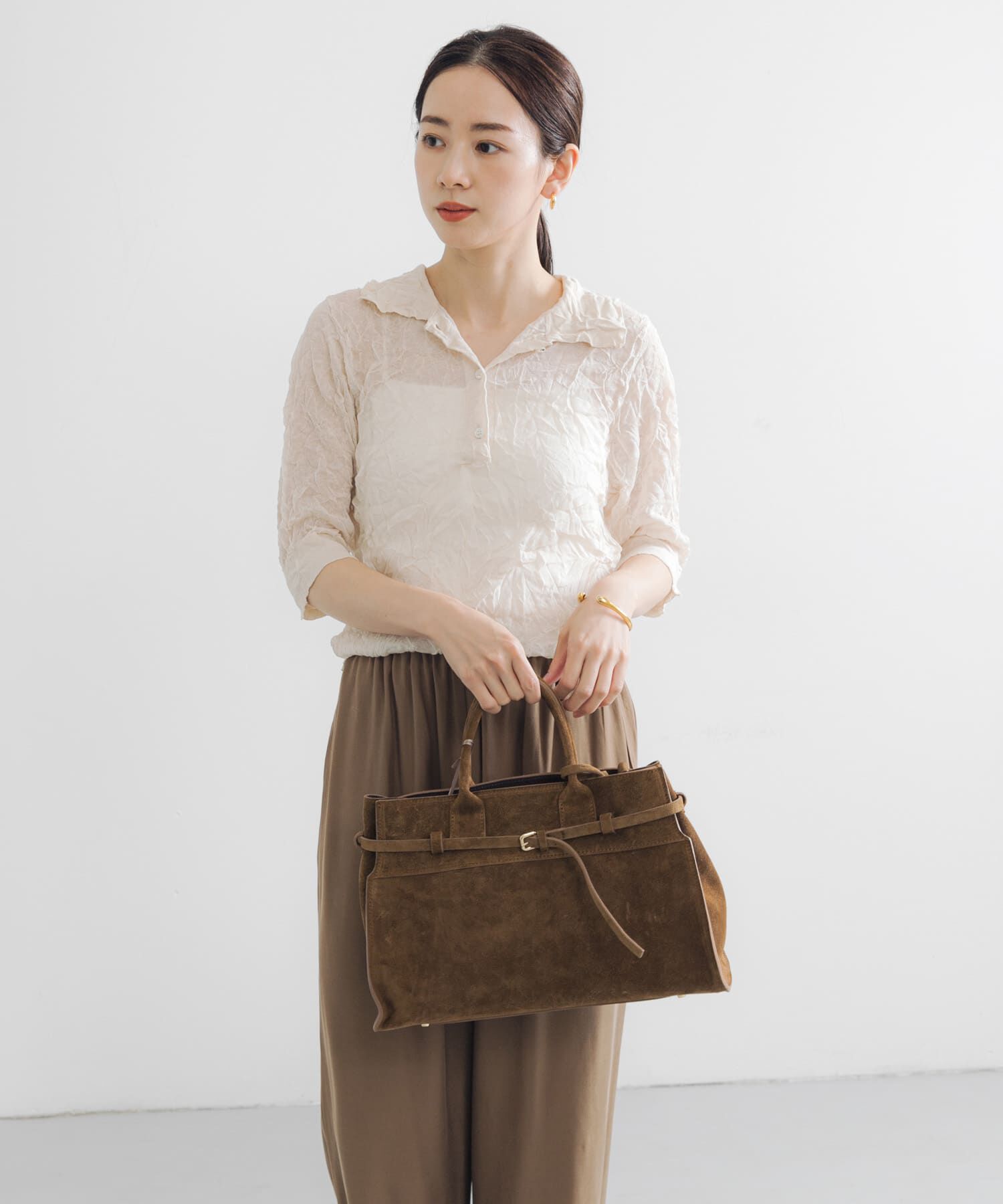 URBAN RESEARCH「new basic　リネン混ワッシャーシャツカラーニット」|ニット・セーター|