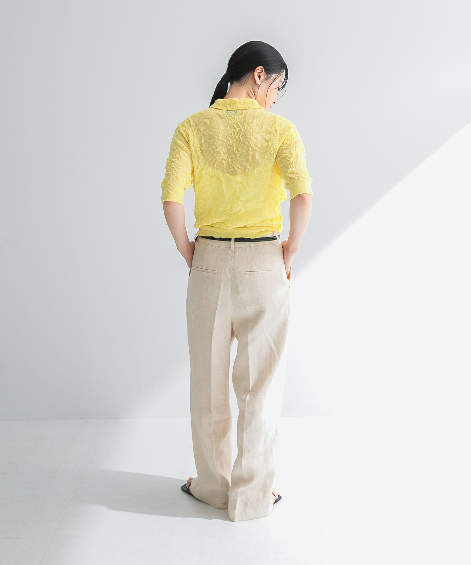 URBAN RESEARCH「new basic　リネン混ワッシャーシャツカラーニット」|ニット・セーター|