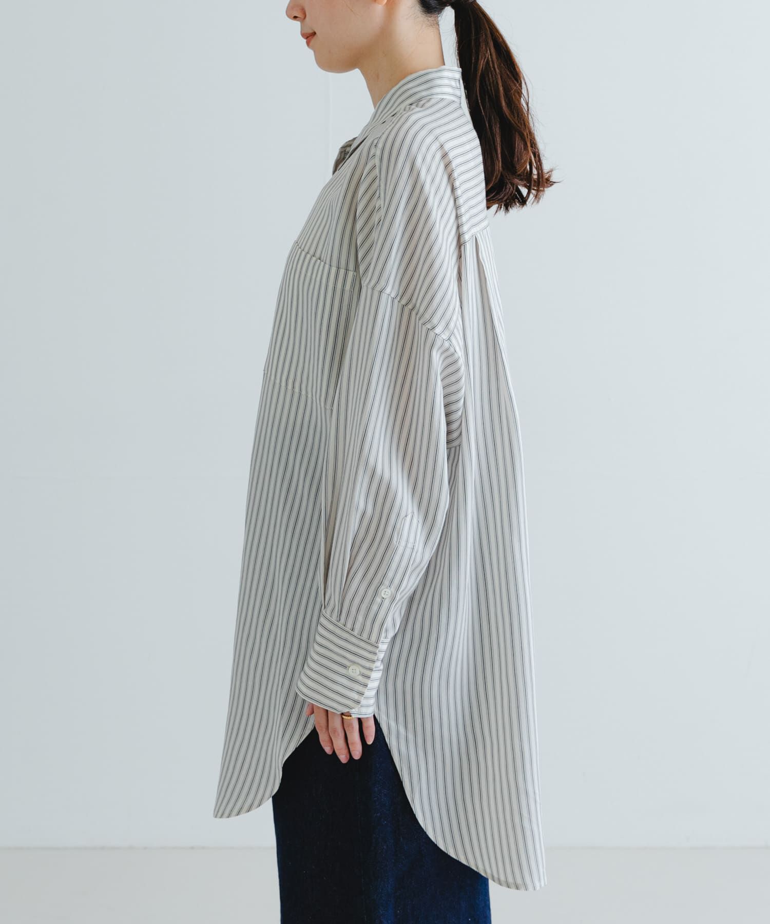 URBAN RESEARCH「new basic　レーヨンシルクストライプオーバーシャツ」|シャツ・ブラウス|