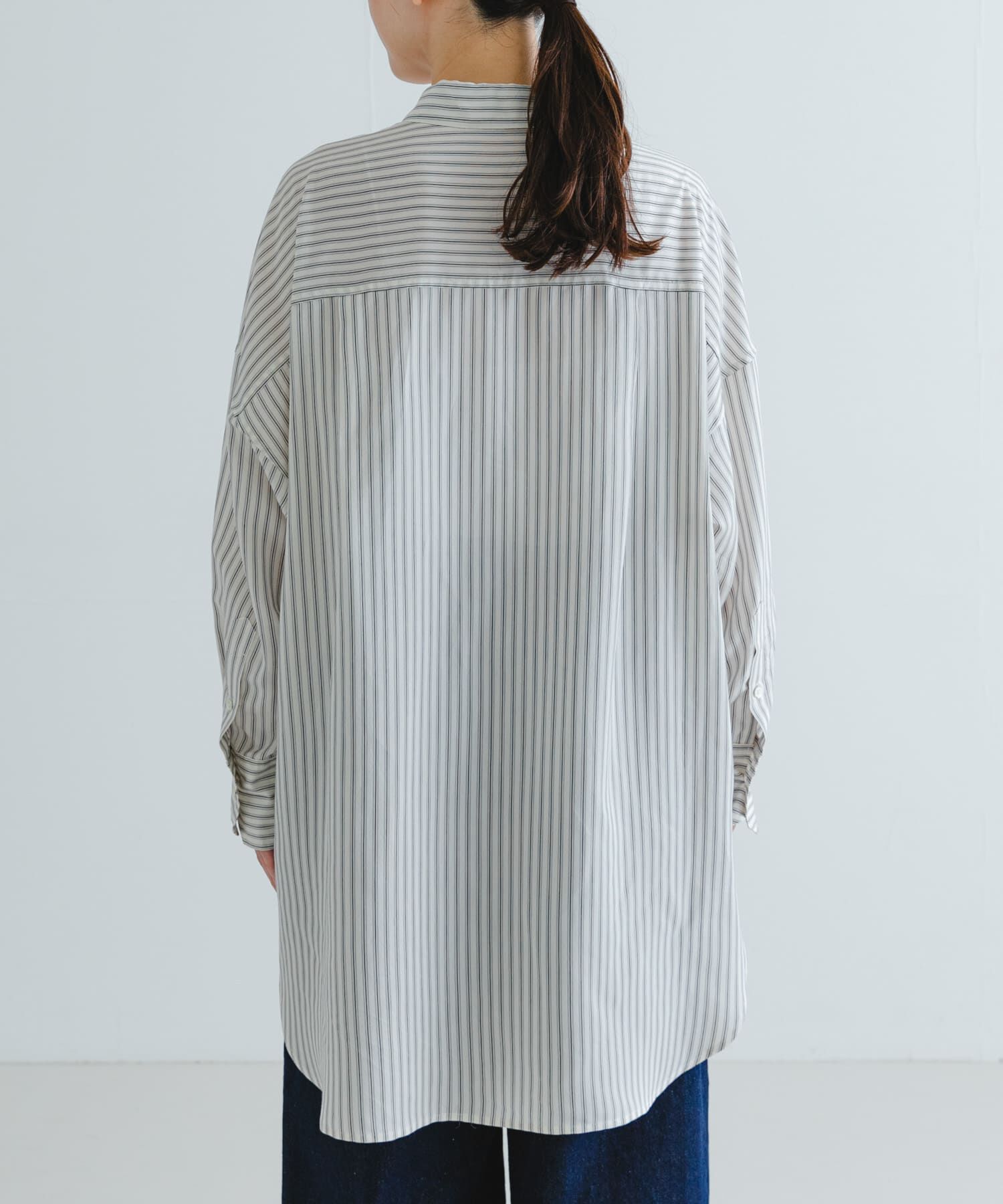 URBAN RESEARCH「new basic　レーヨンシルクストライプオーバーシャツ」|シャツ・ブラウス|