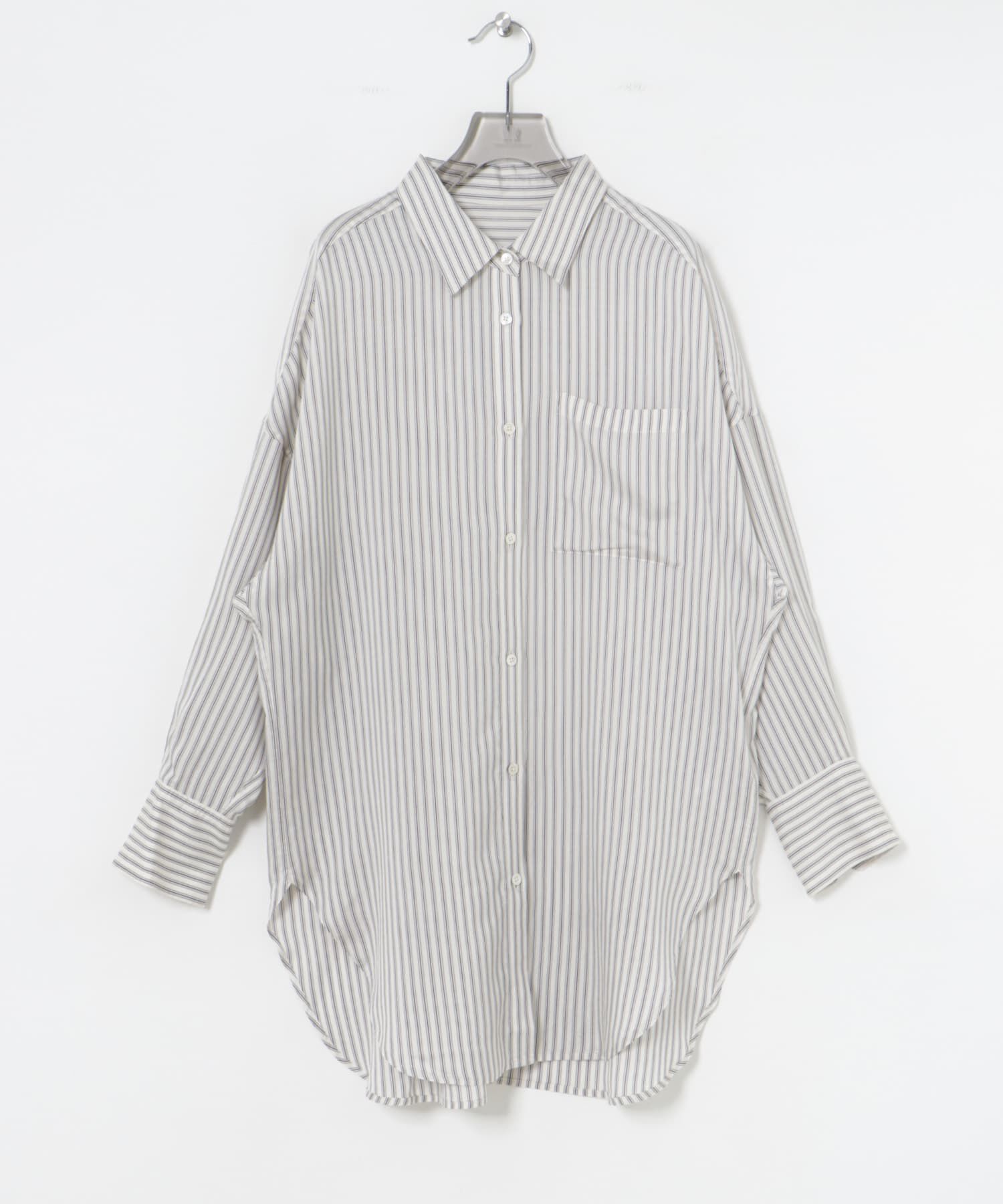 URBAN RESEARCH「new basic　レーヨンシルクストライプオーバーシャツ」|シャツ・ブラウス|