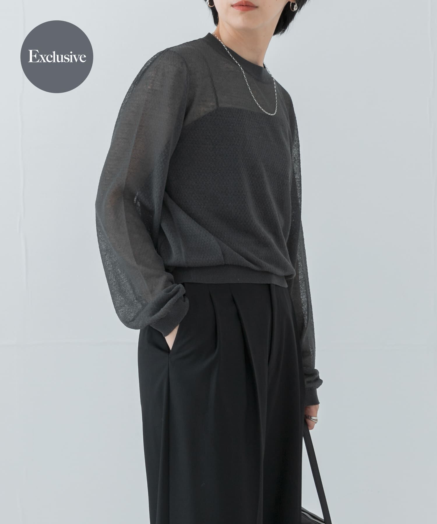 URBAN RESEARCH「『別注』ROUTINE&times;URBAN RESEARCH　シアーニット」|ニット・セーター|チャコールグレー