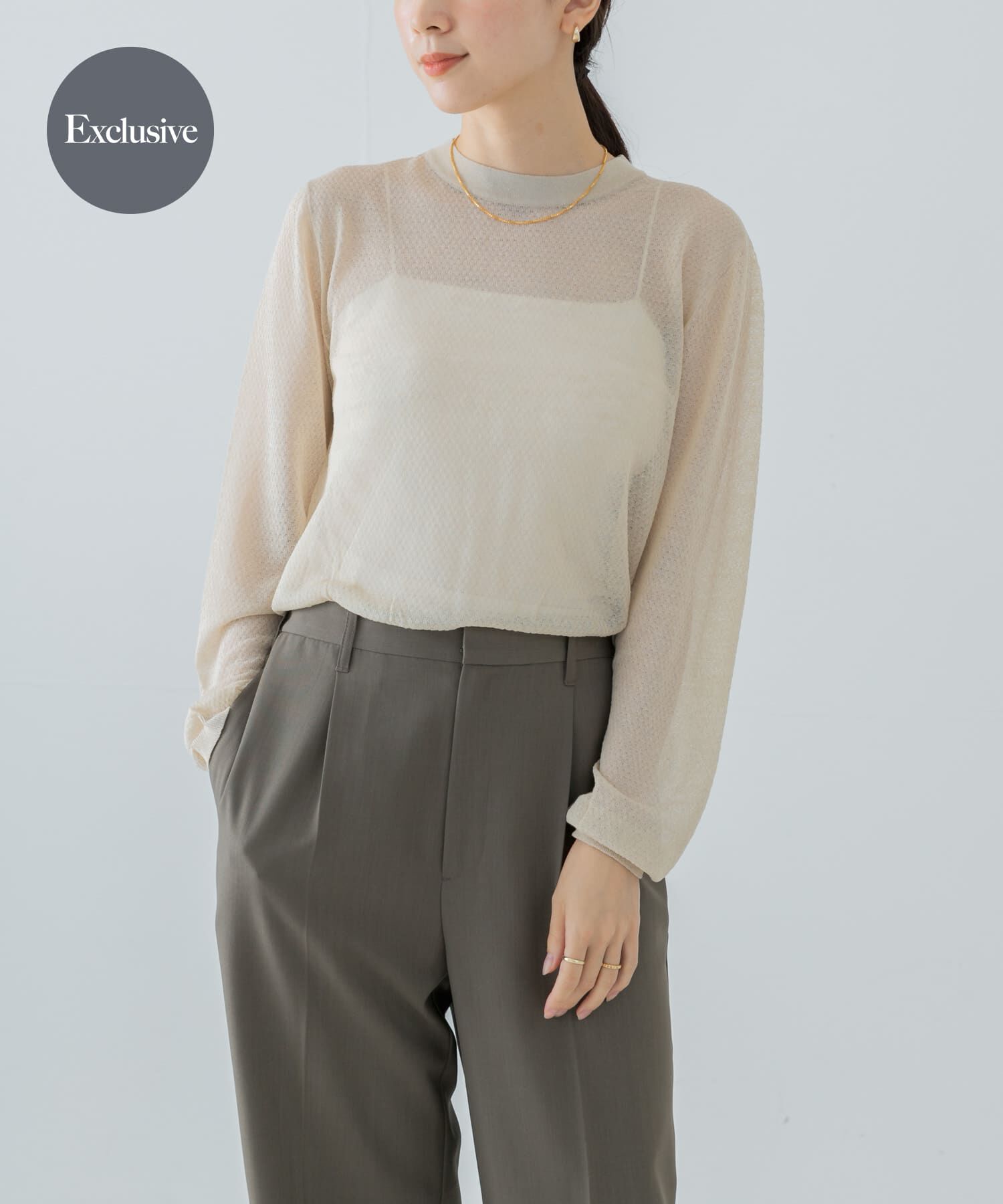 URBAN RESEARCH「『別注』ROUTINE&times;URBAN RESEARCH　シアーニット」|ニット・セーター|ライトベージュ