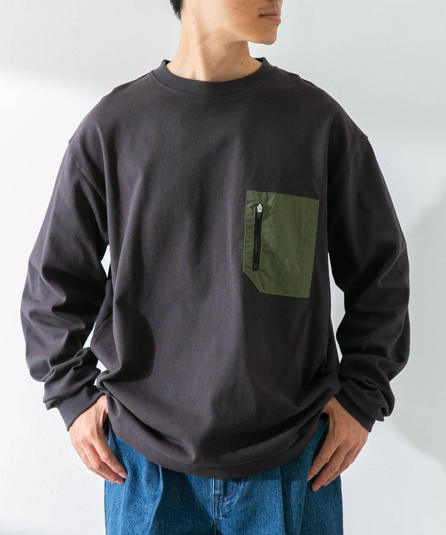 Sonny Label 「ヘビーウェイトナイロン布帛ポケットロングスリーブTシャツ」|Tシャツ・カットソー|