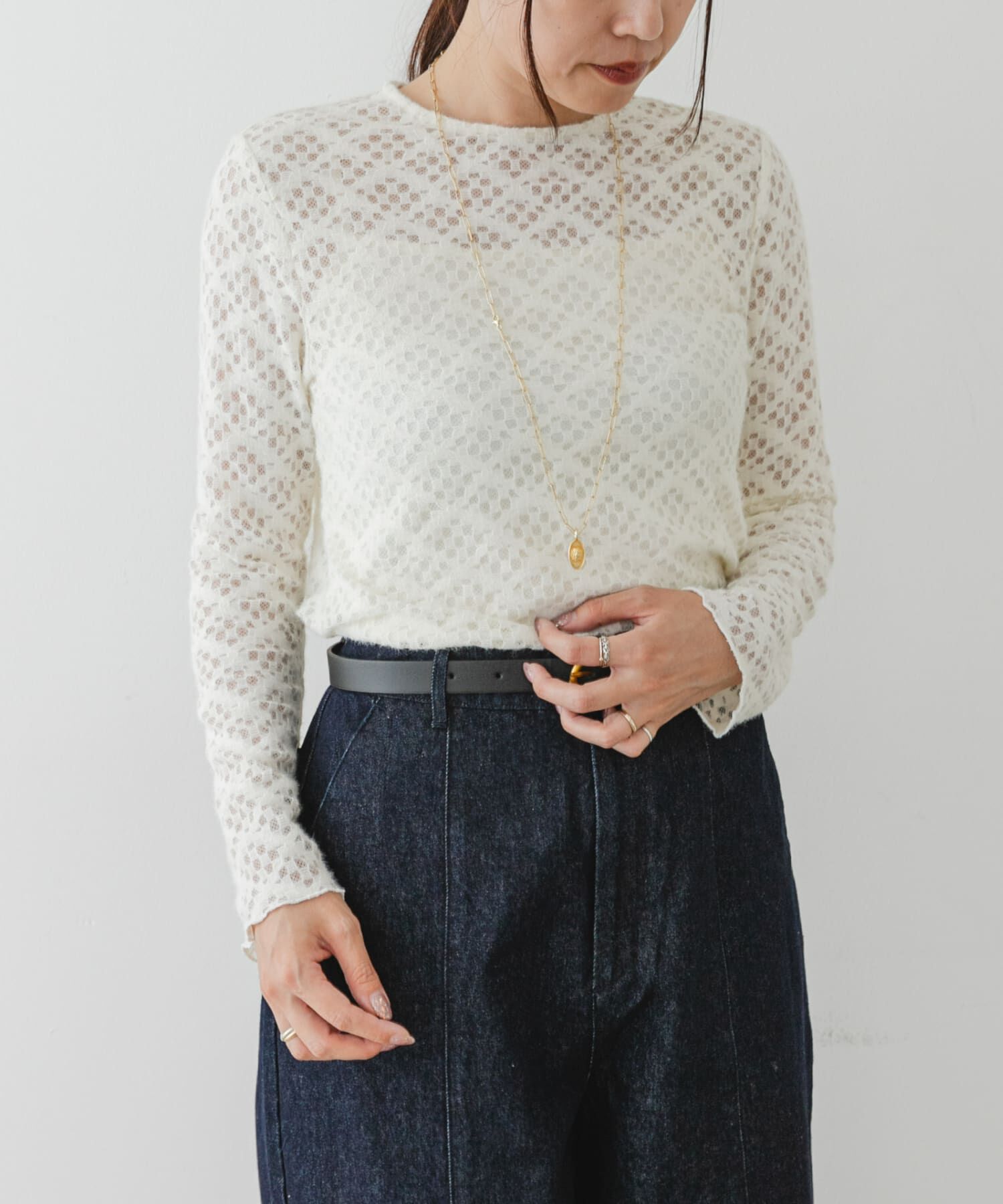 URBAN RESEARCH ROSSO「F by ROSSO　起毛ストレッチレースプルオーバー」|Tシャツ・カットソー|