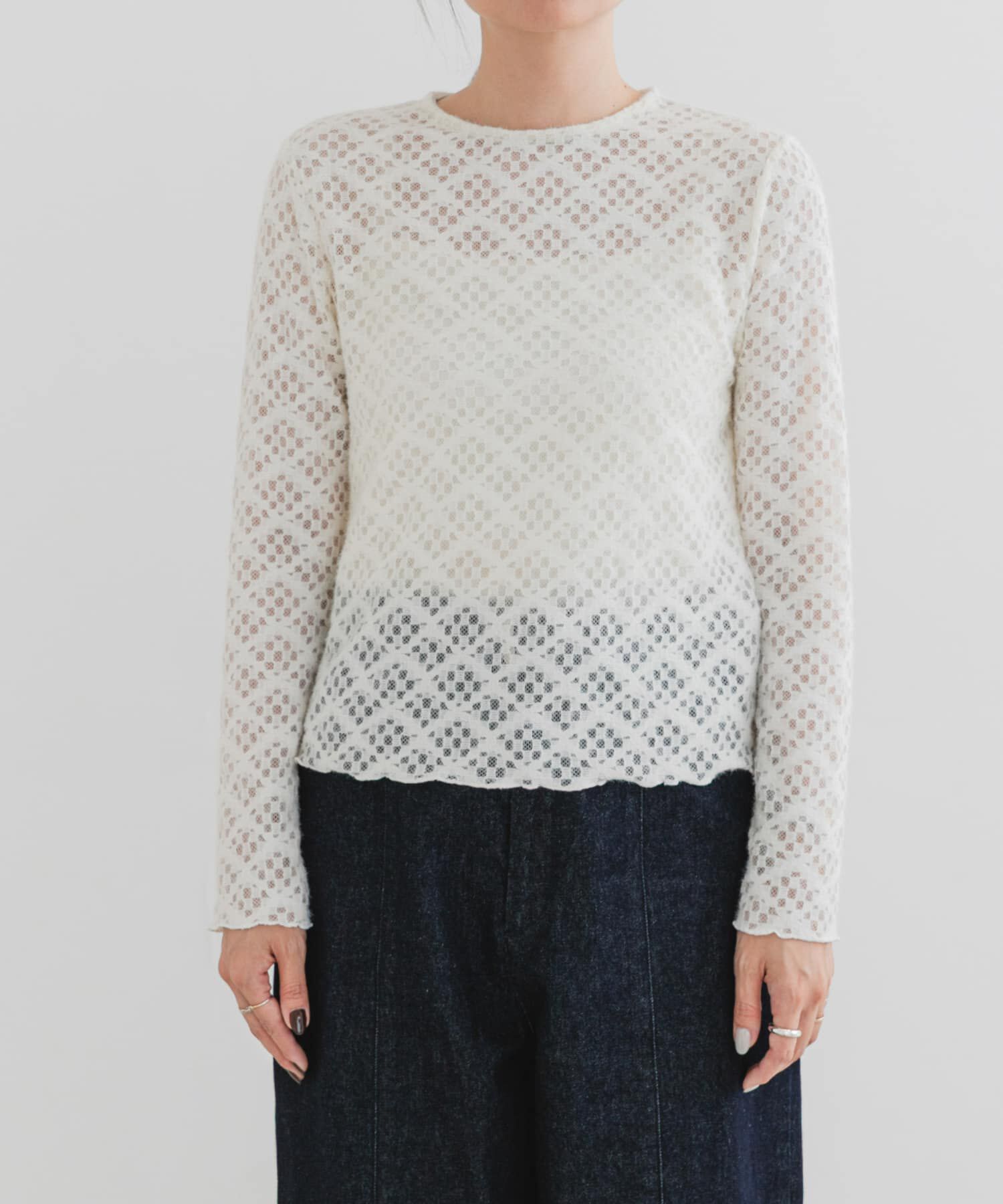 URBAN RESEARCH ROSSO「F by ROSSO　起毛ストレッチレースプルオーバー」|Tシャツ・カットソー|