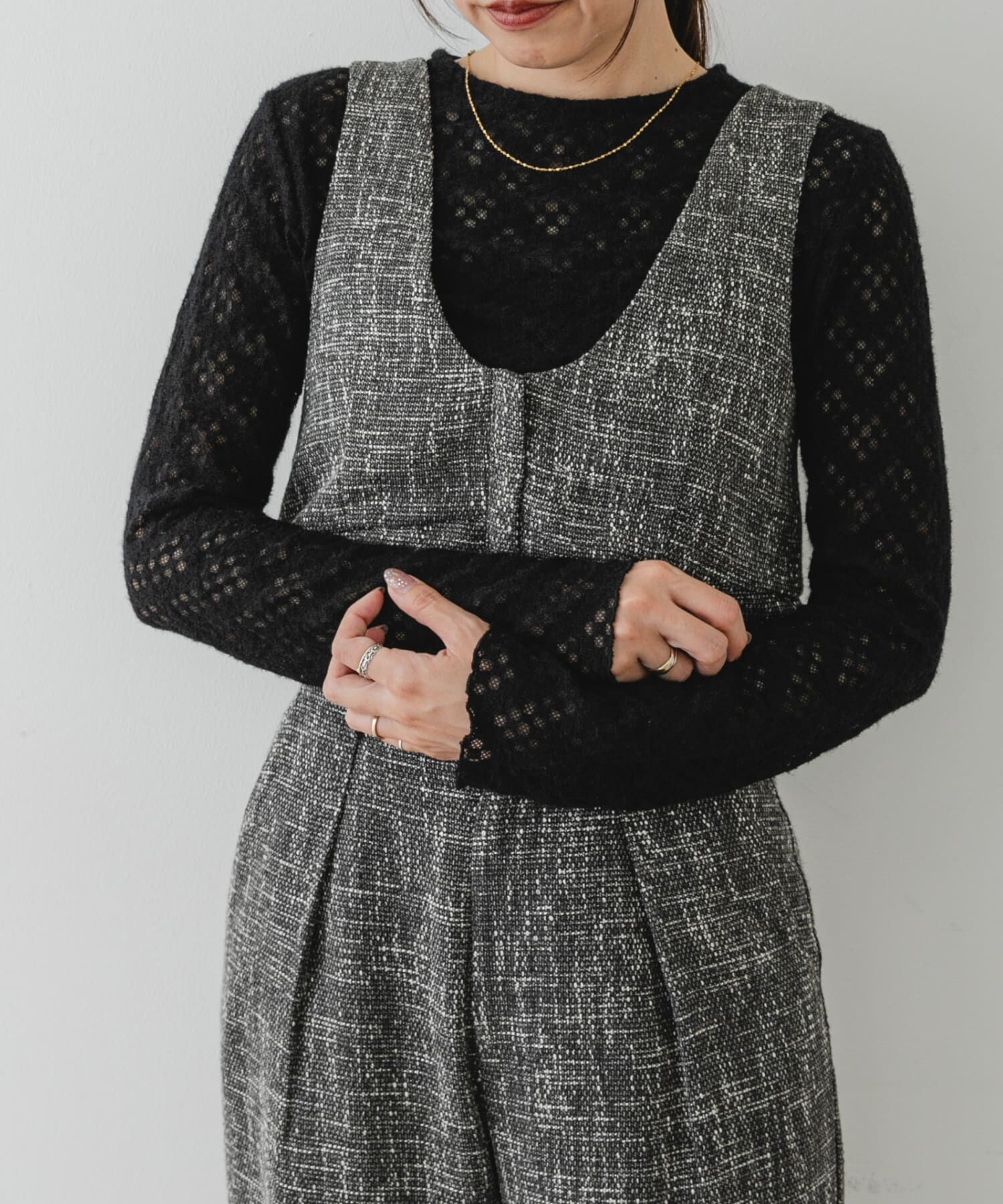 URBAN RESEARCH ROSSO「F by ROSSO　起毛ストレッチレースプルオーバー」|Tシャツ・カットソー|ブラック