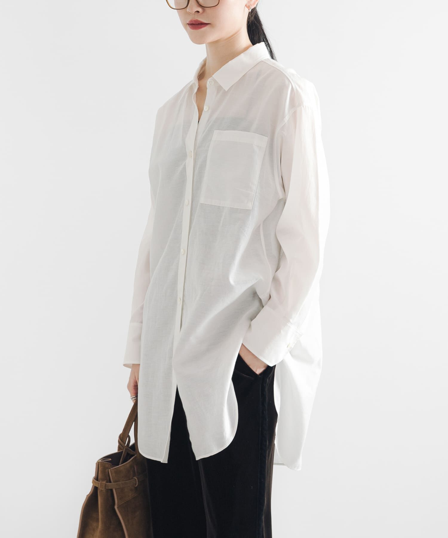 URBAN RESEARCH「シルクコットンロングシャツ」|シャツ・ブラウス|