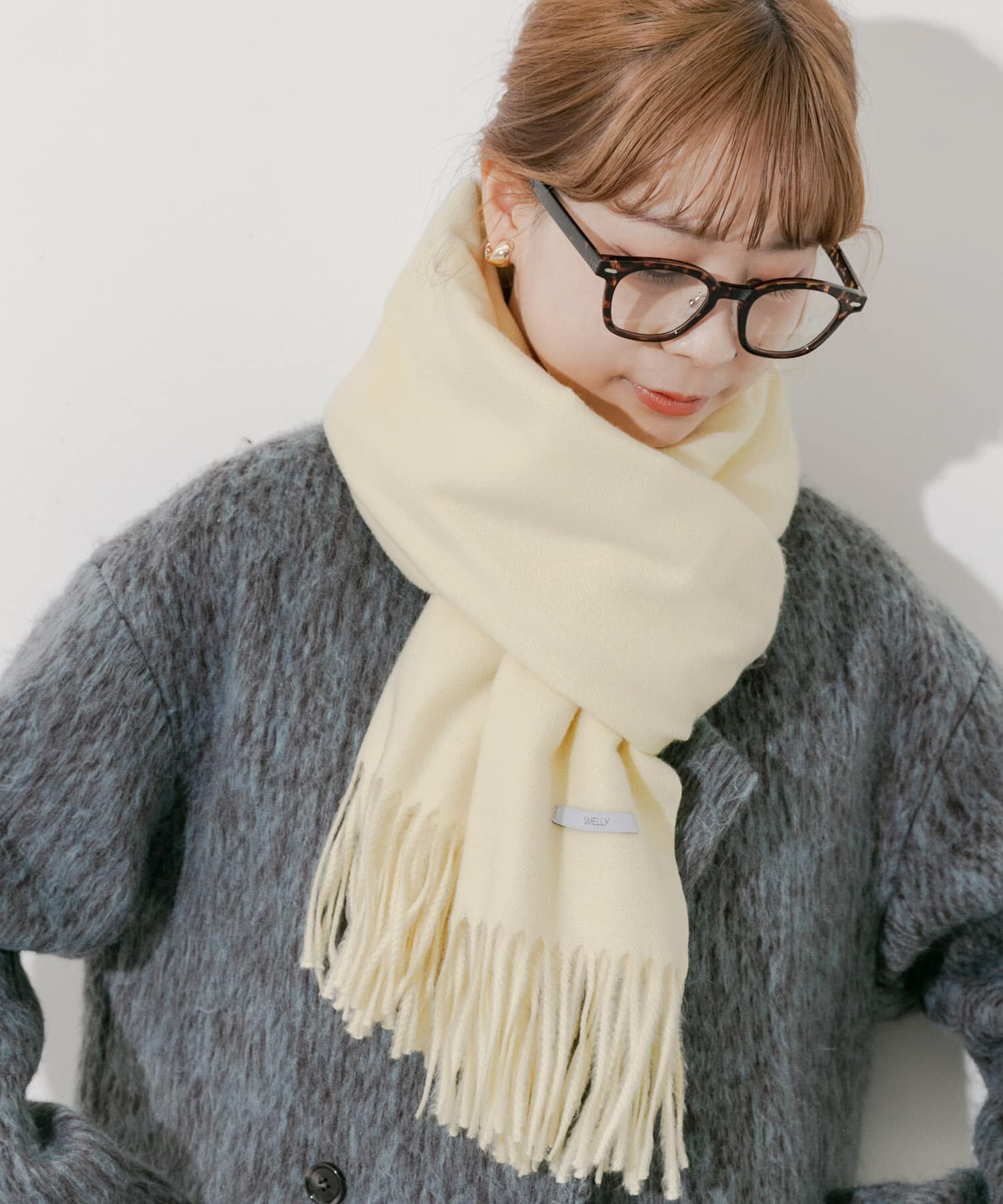 SMELLY「ムジシンプルマフラー」|マフラー|イエロー