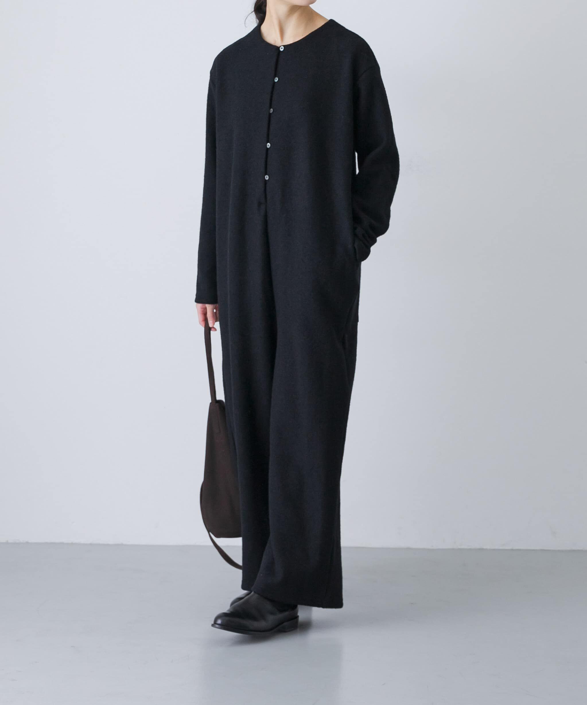 かぐれ「ウールブークレーオールインワン」|オールインワン|ブラック