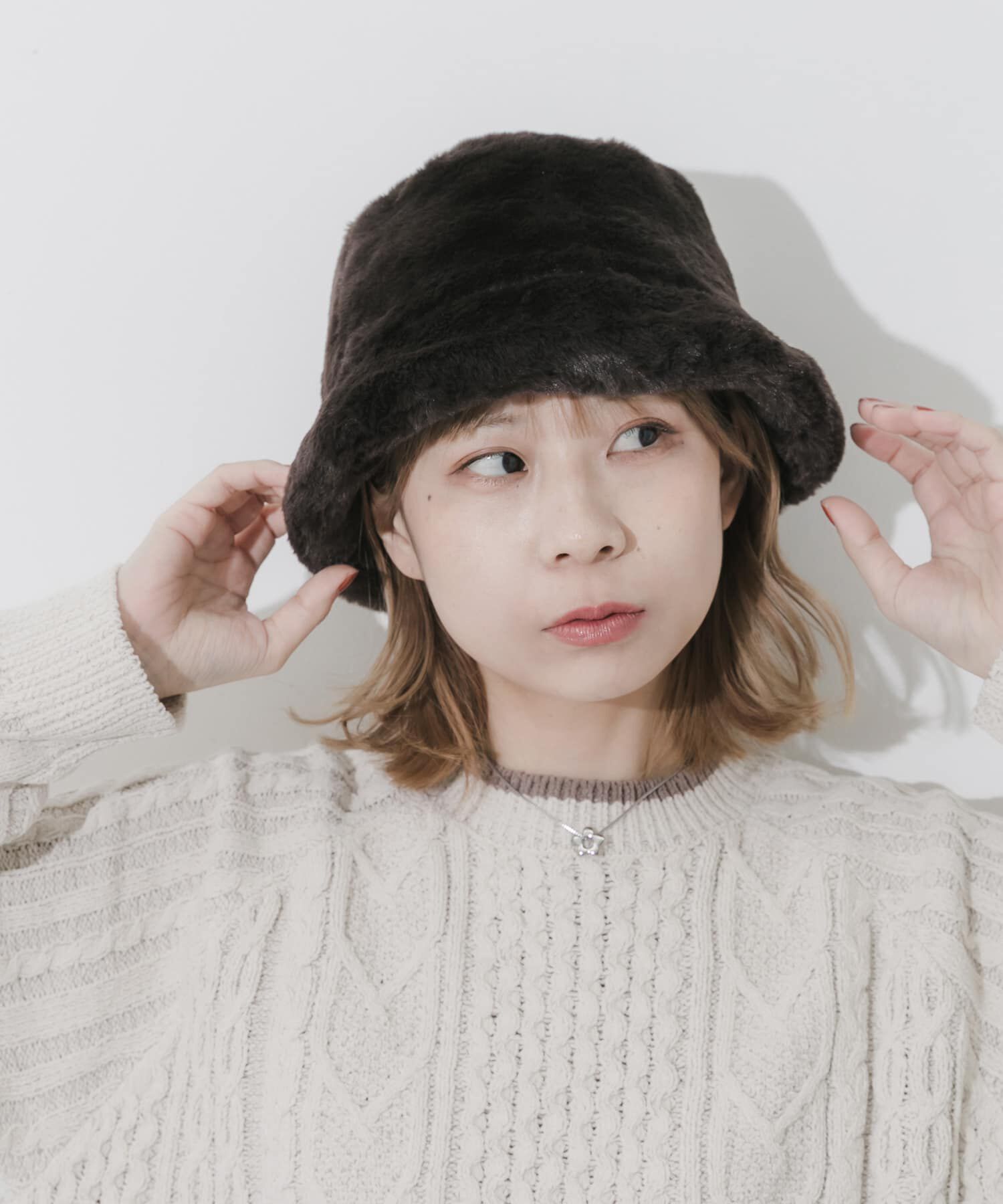 SMELLY「ファーバケットハット」|ハット|ブラウン