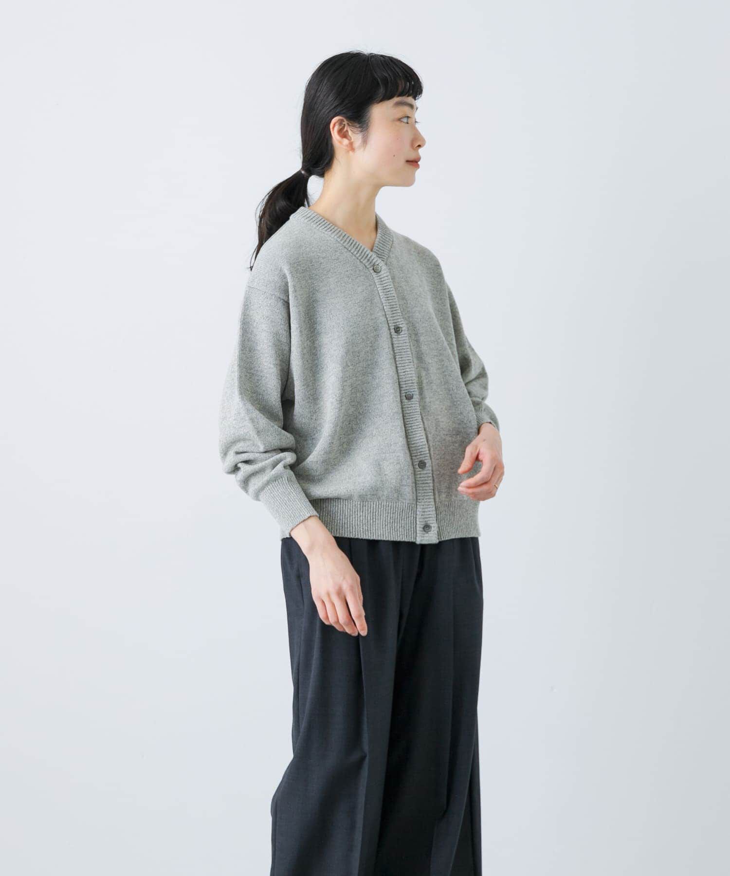 かぐれ「ドライコットンVネックカーディガン」|ニット・セーター|