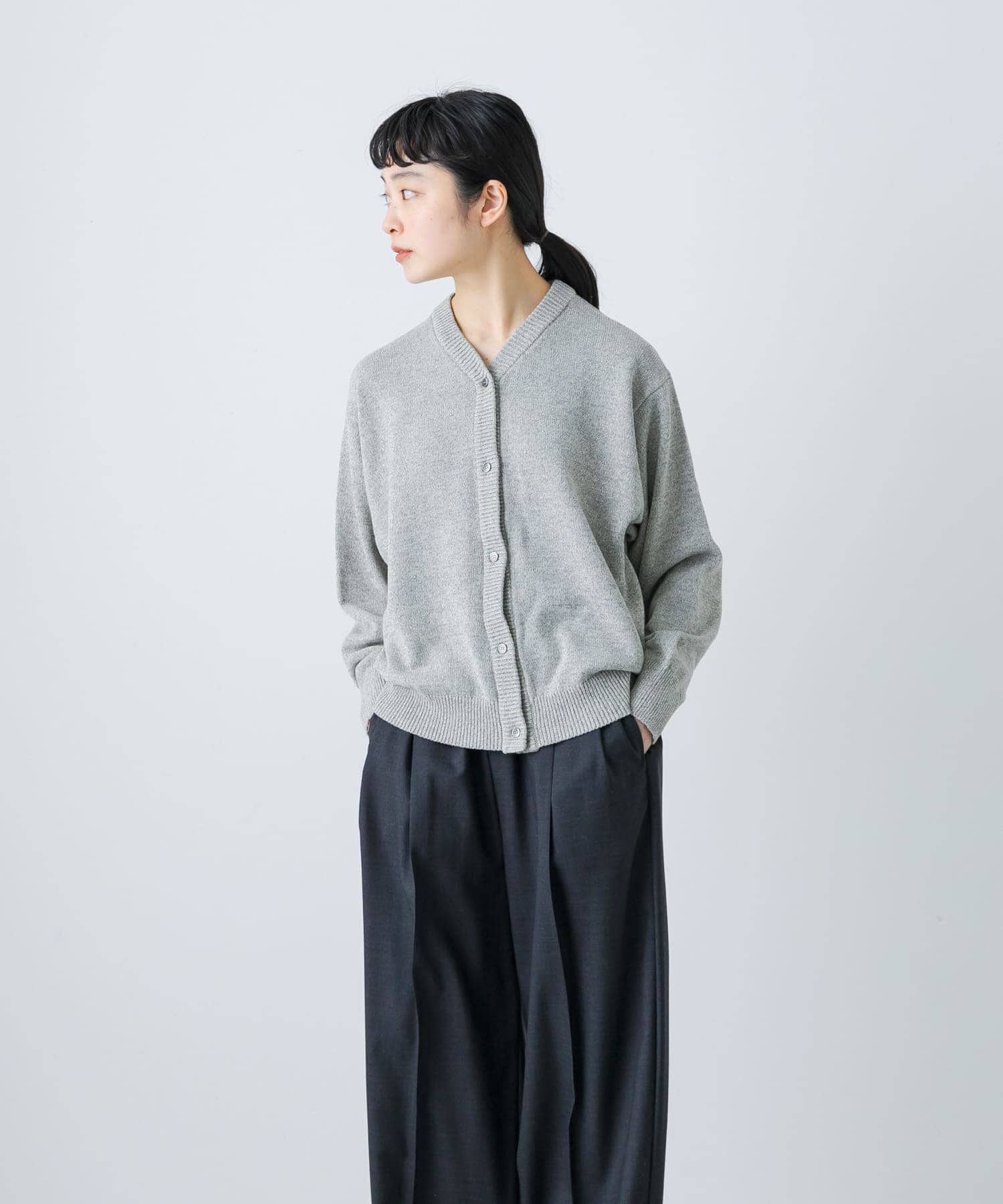 かぐれ「ドライコットンVネックカーディガン」|ニット・セーター|