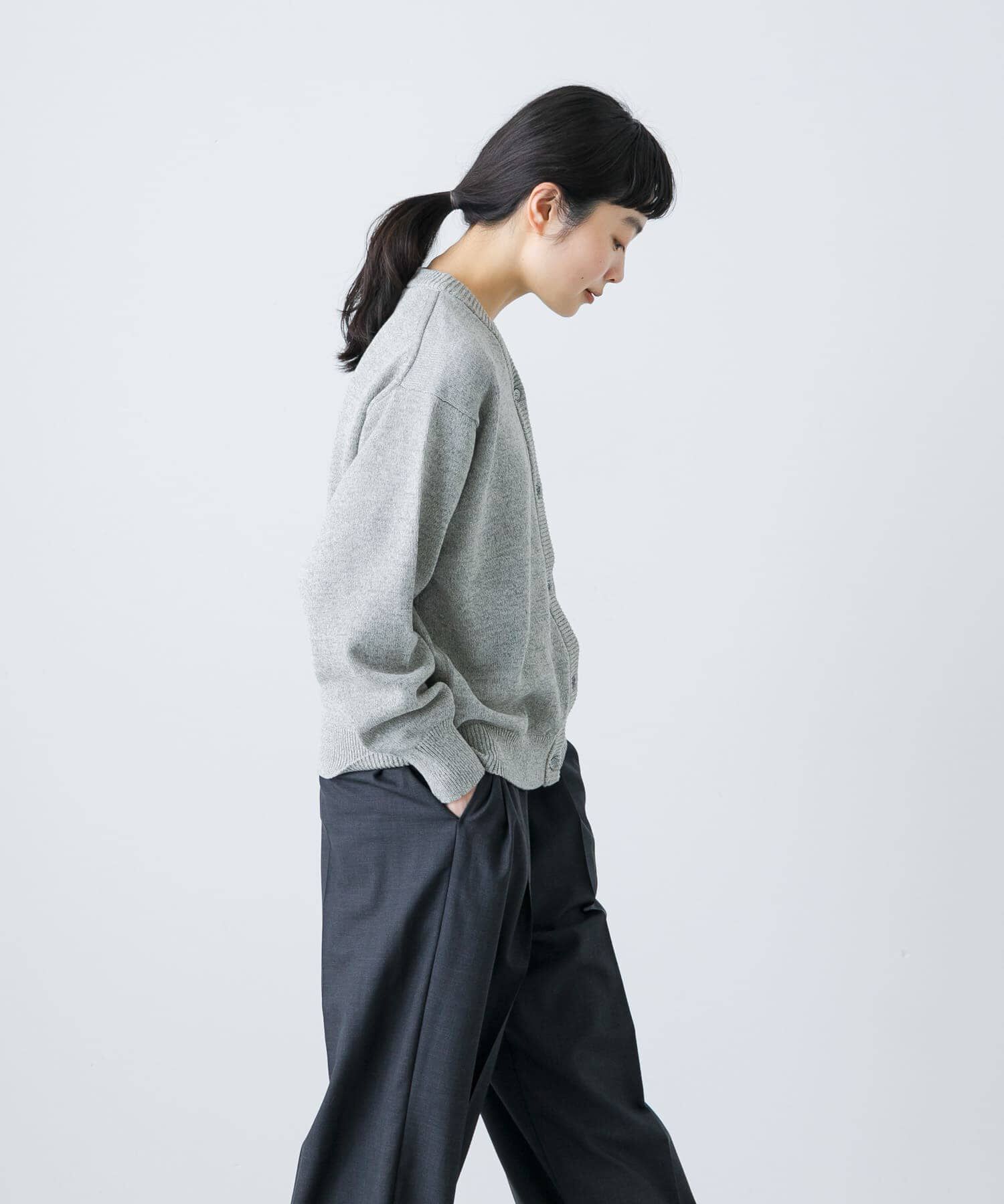 かぐれ「ドライコットンVネックカーディガン」|ニット・セーター|