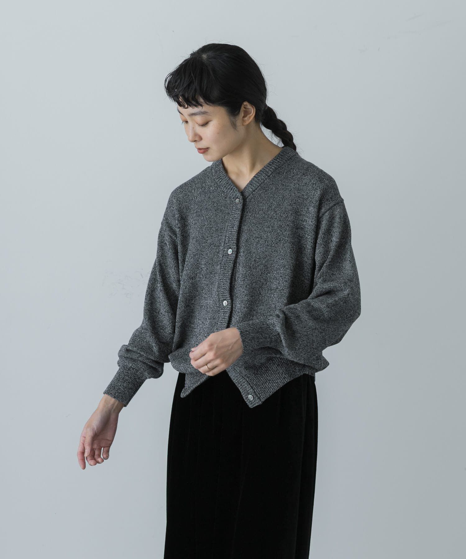 かぐれ「ドライコットンVネックカーディガン」|ニット・セーター|