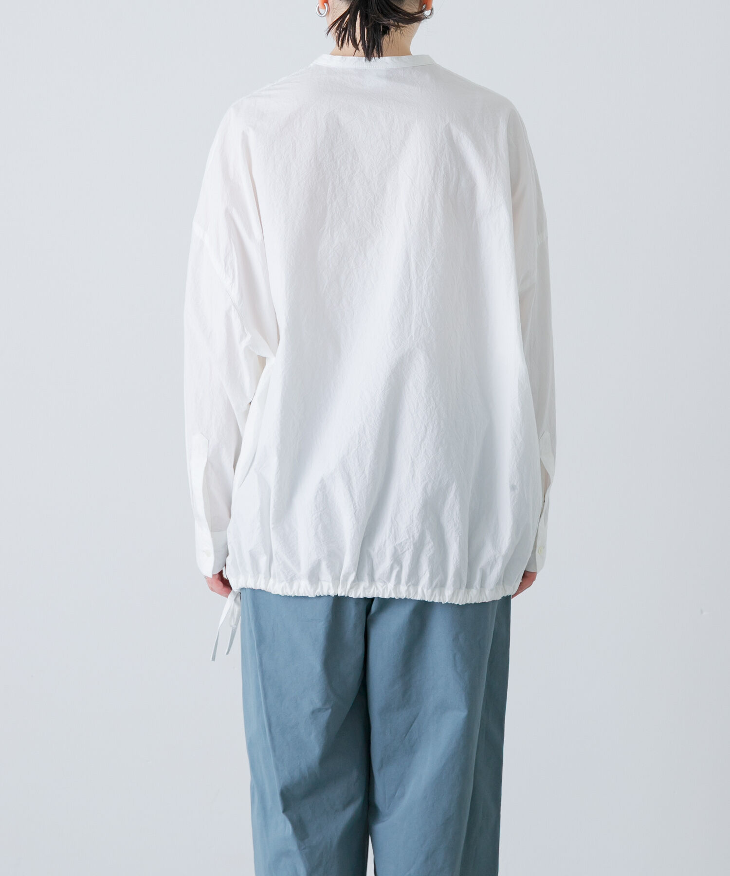 かぐれ「ノーカラークルーネックオーバーシャツ」|シャツ・ブラウス|