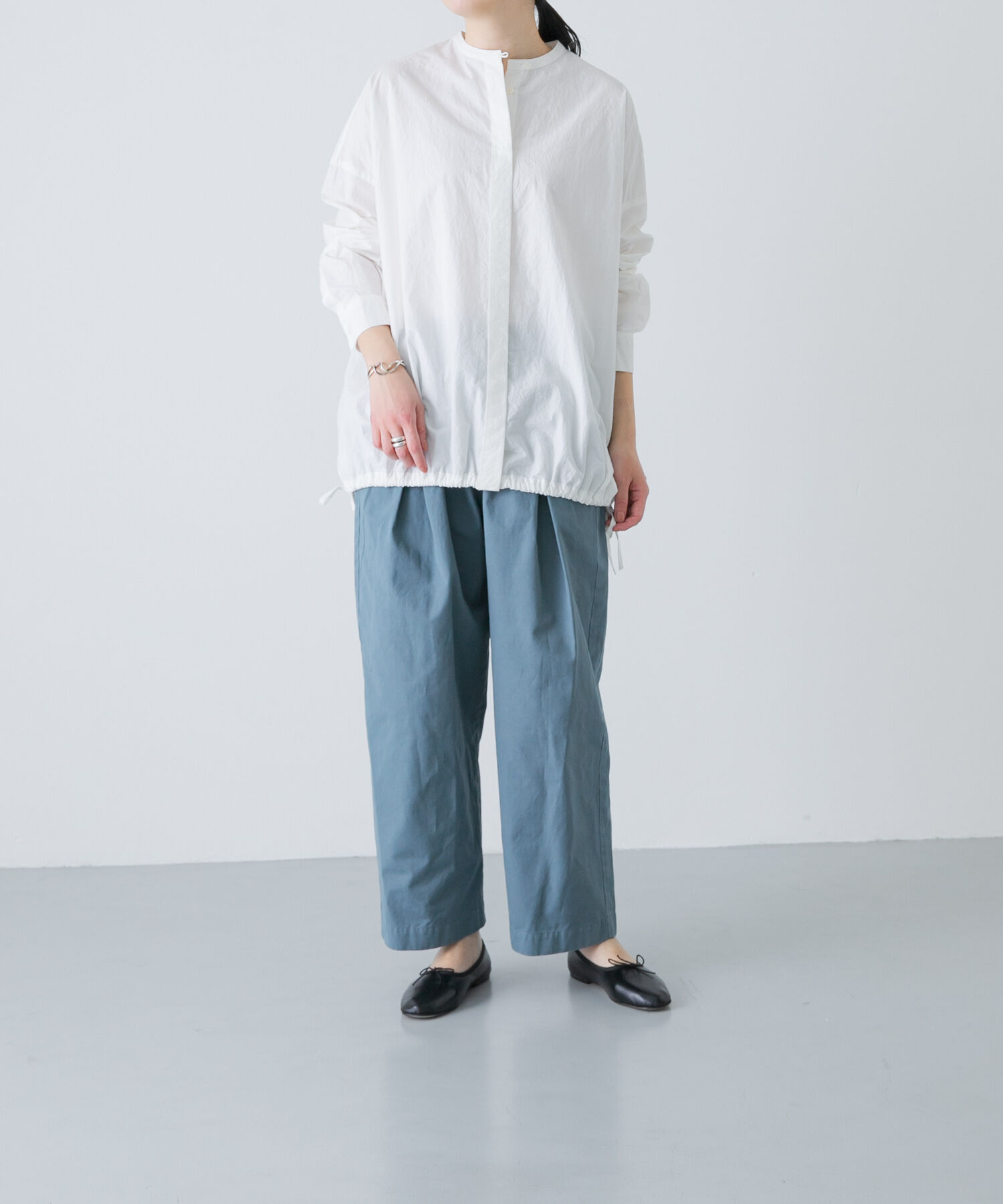 かぐれ「ノーカラークルーネックオーバーシャツ」|シャツ・ブラウス|