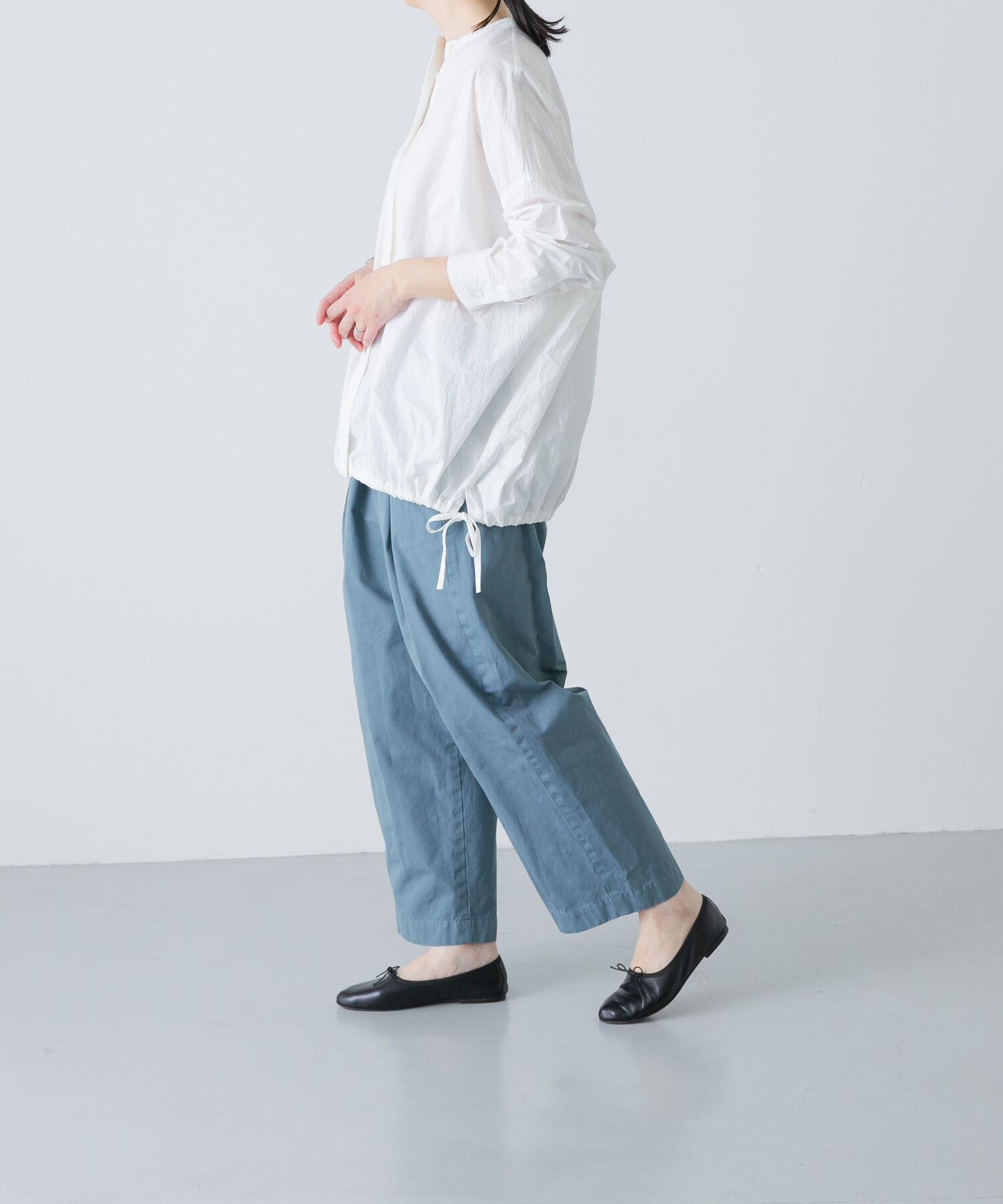 かぐれ「ノーカラークルーネックオーバーシャツ」|シャツ・ブラウス|