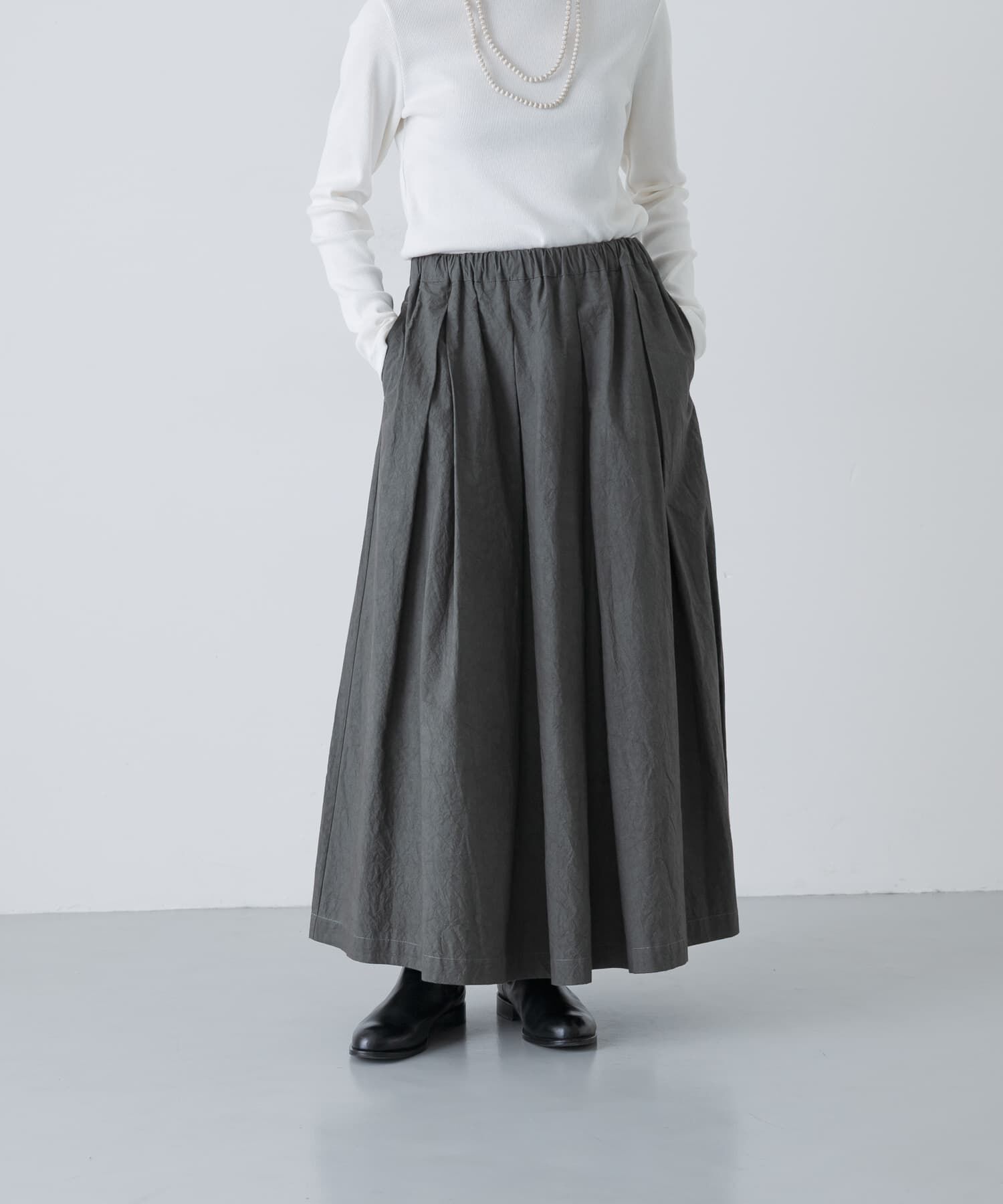 かぐれ「コットンタックスカート」|スカート|チャコールグレー