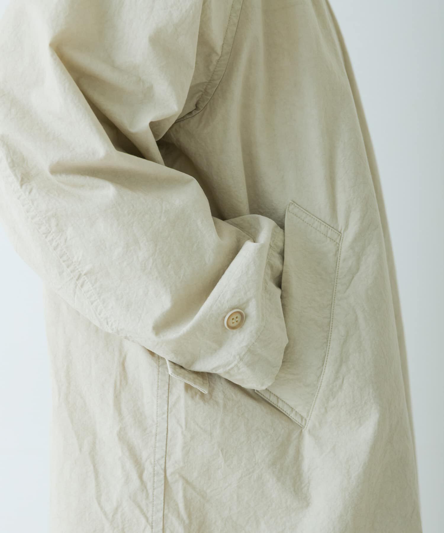 かぐれ「コットンフードラグランコート」|ノーカラーコート|