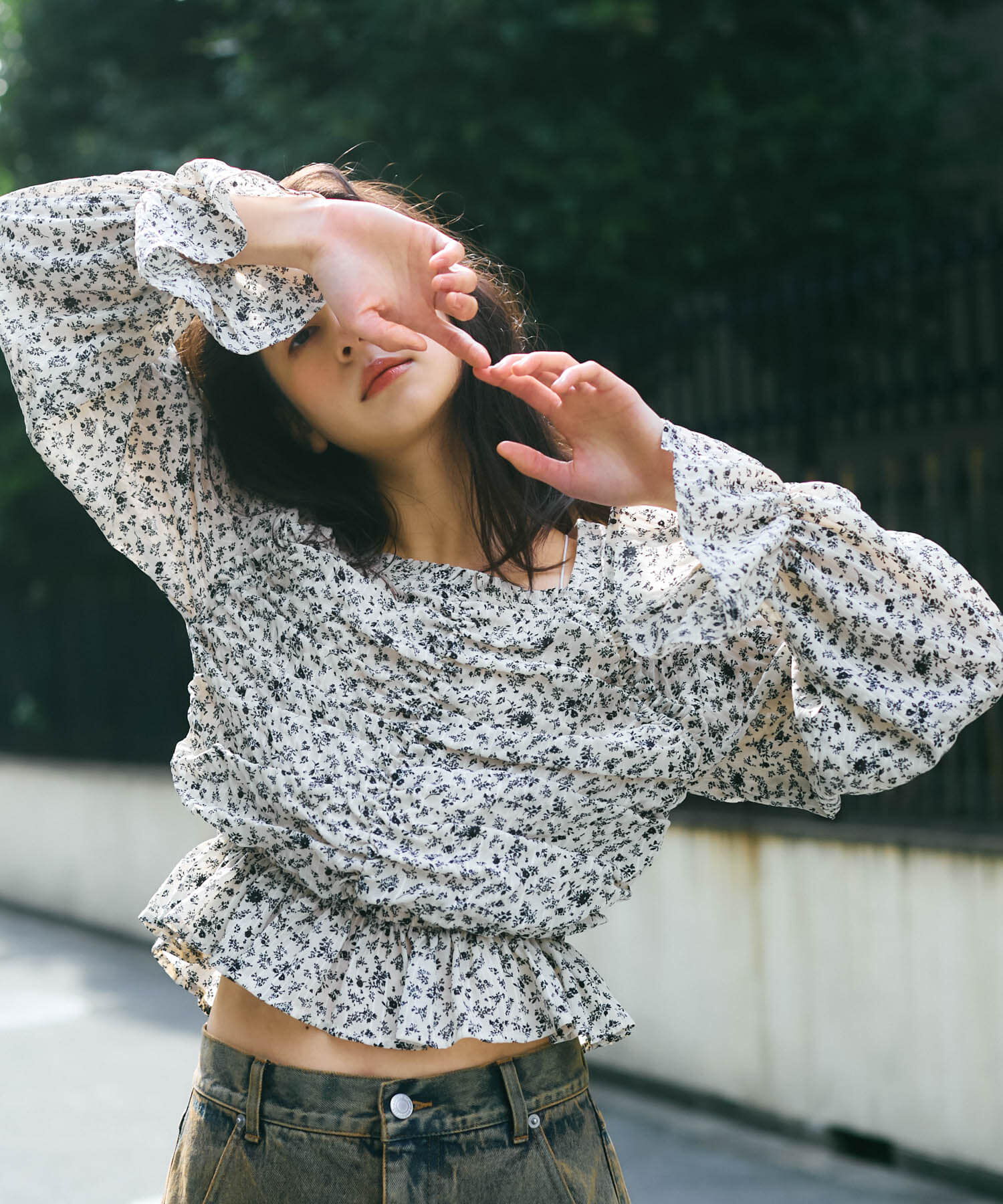  「フラワープリントビスチェブラウス」|シャツ・ブラウス|