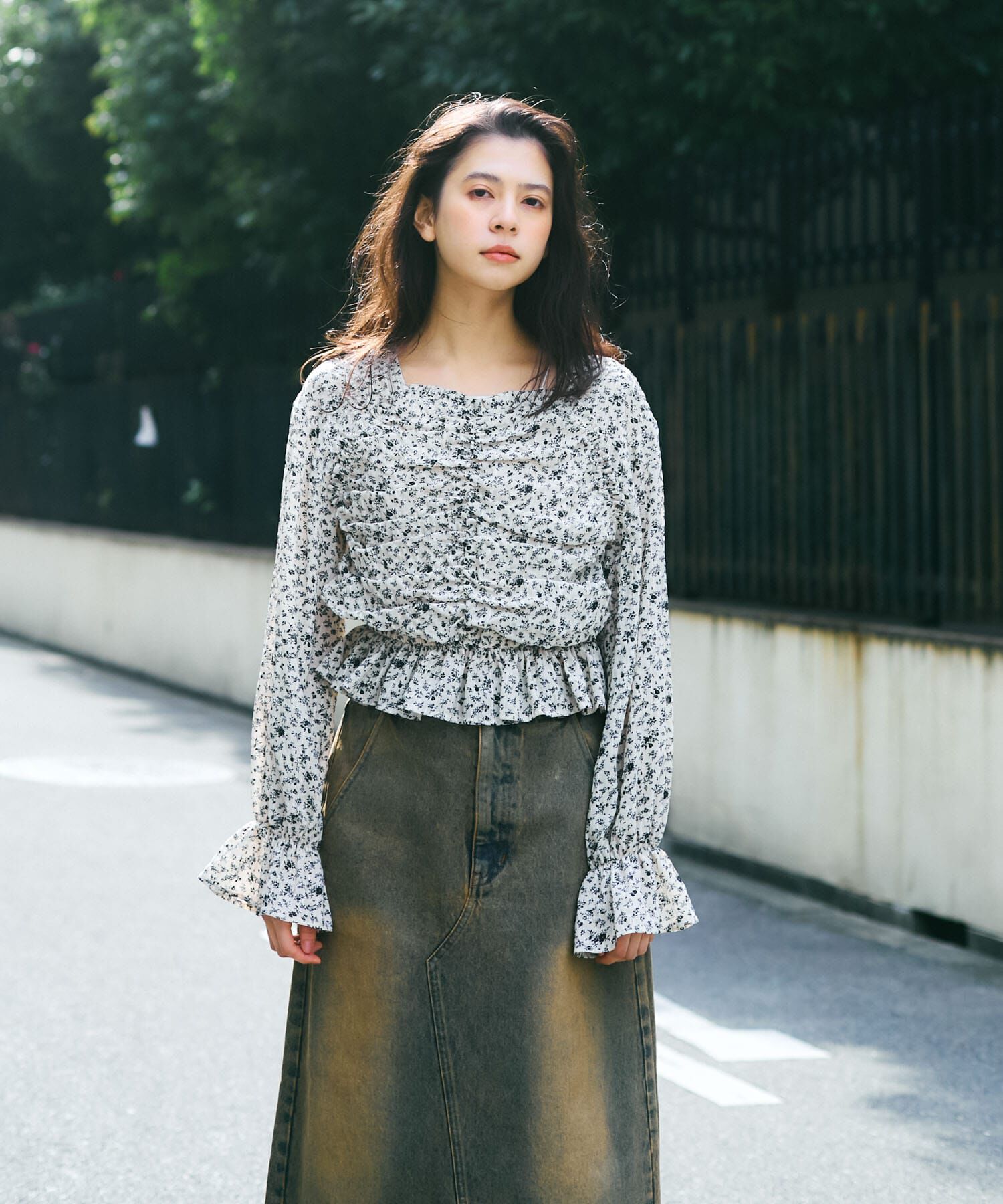  「フラワープリントビスチェブラウス」|シャツ・ブラウス|