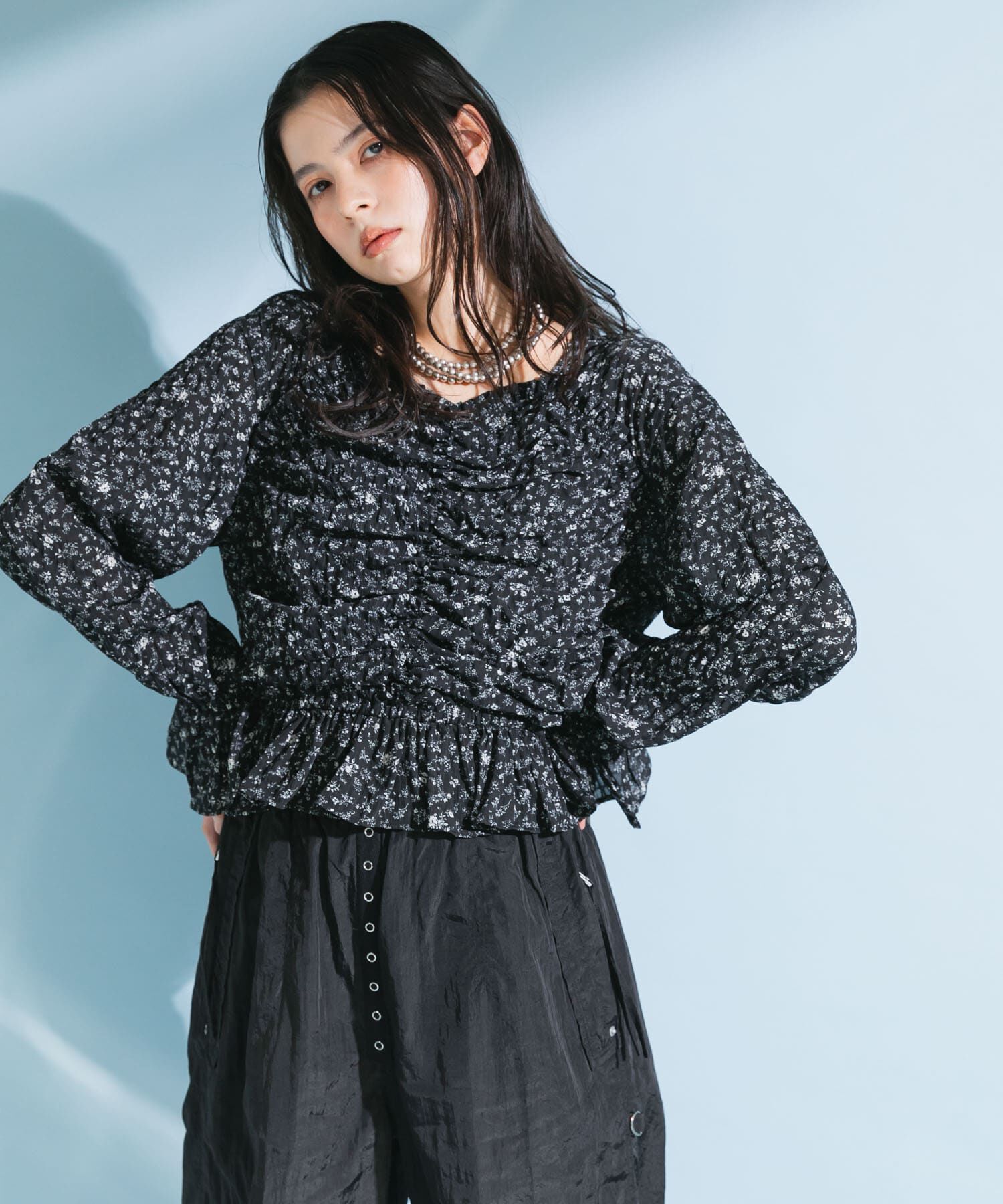  「フラワープリントビスチェブラウス」|シャツ・ブラウス|