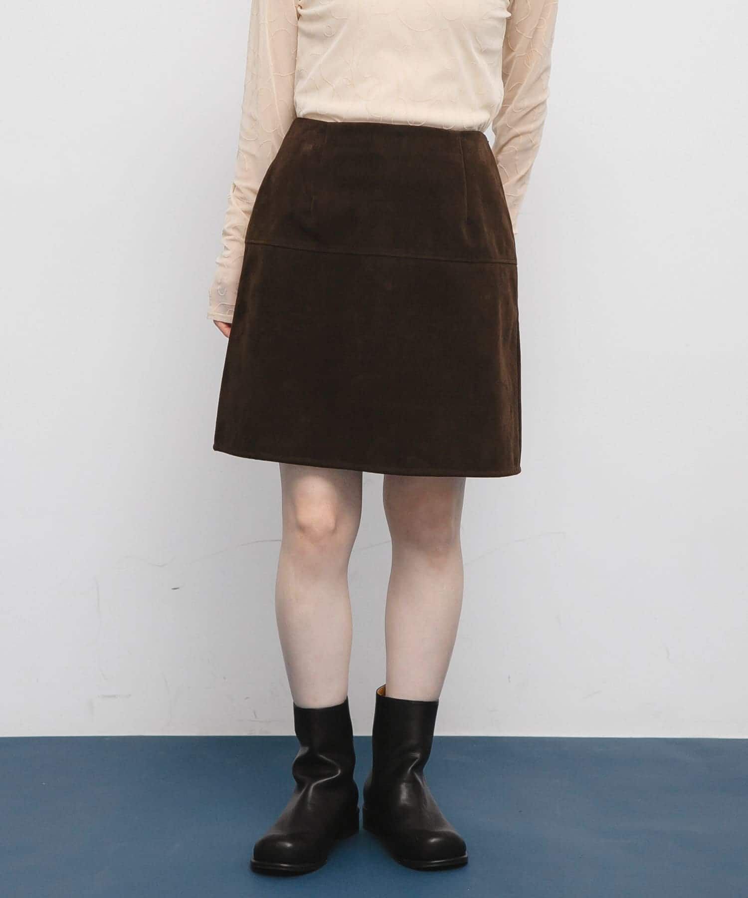  「トラペーズミニスカート」|スカート|ダークブラウン
