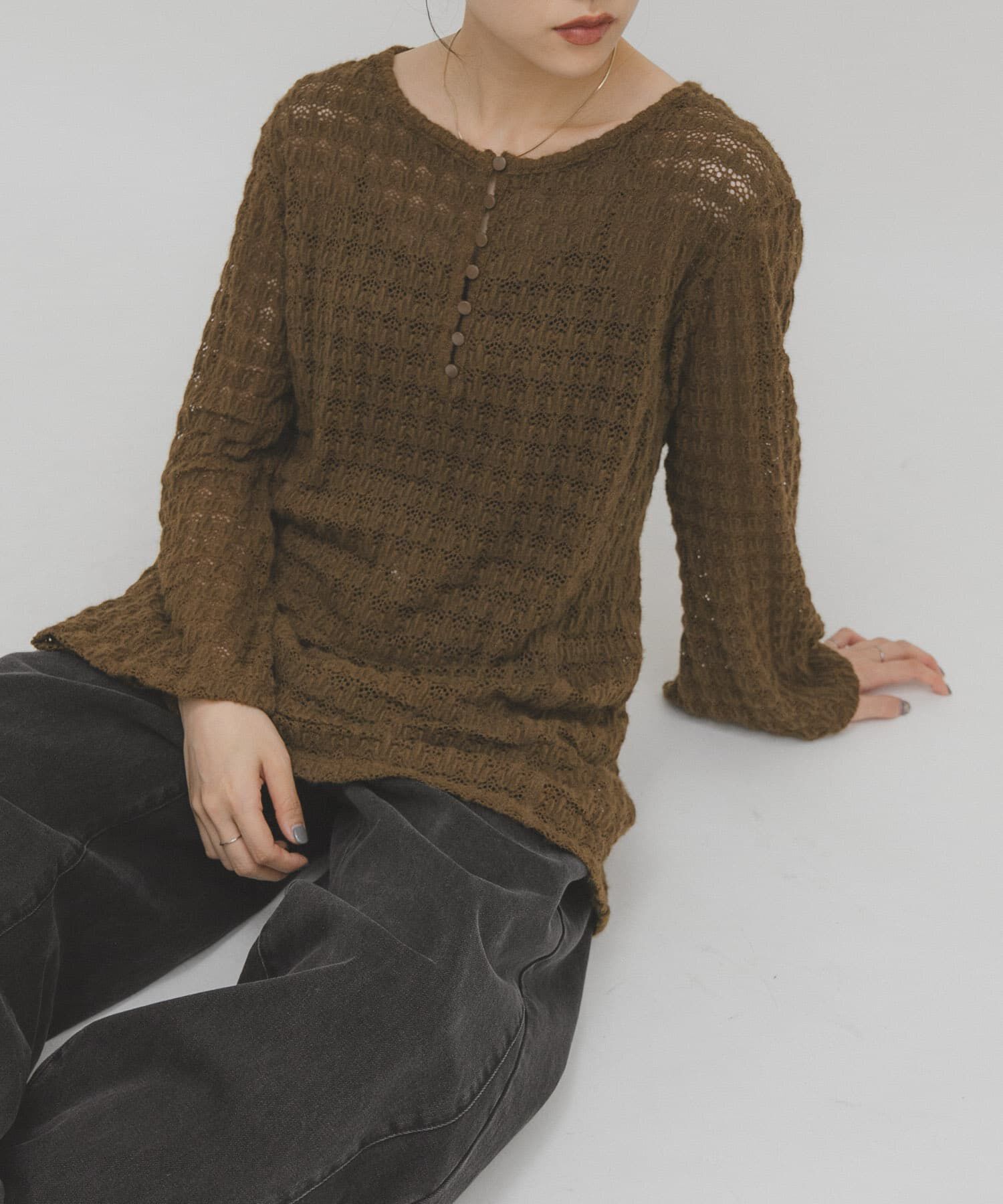  「シャギーレーストップス」|Tシャツ・カットソー|カーキ